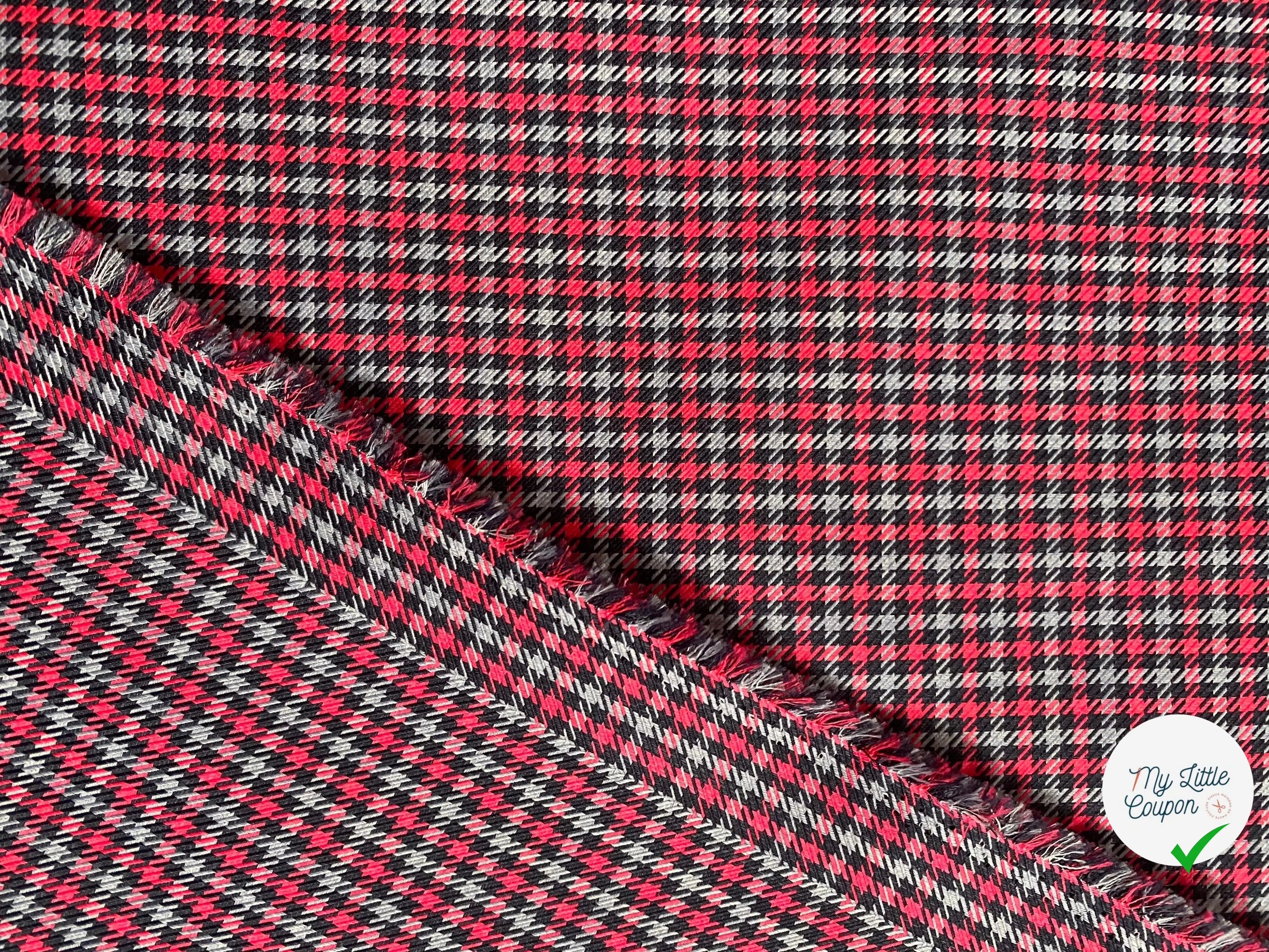 TISSU ÉPAIS PETIT CARREAUX NOIR GRIS ROSE - My Little Coupon - tissu - coudre