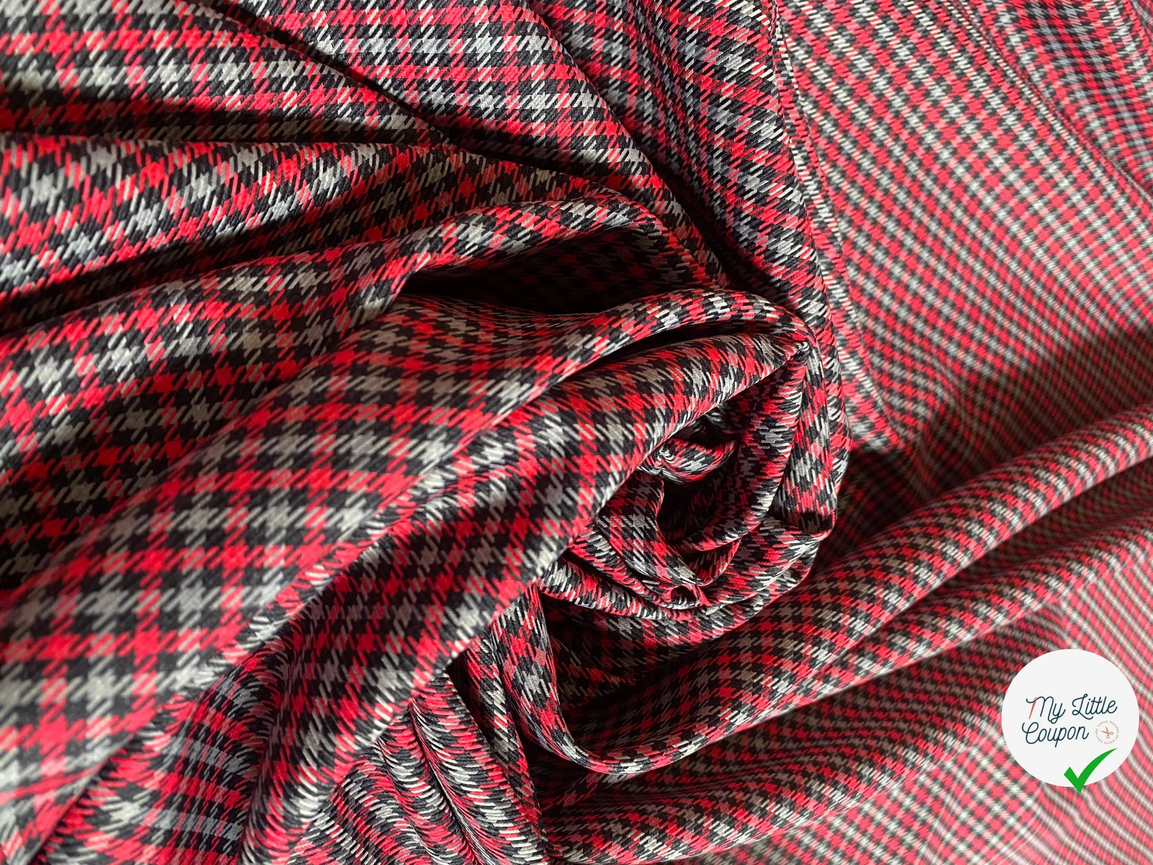 TISSU ÉPAIS PETIT CARREAUX NOIR GRIS ROSE - My Little Coupon - tissu - coudre