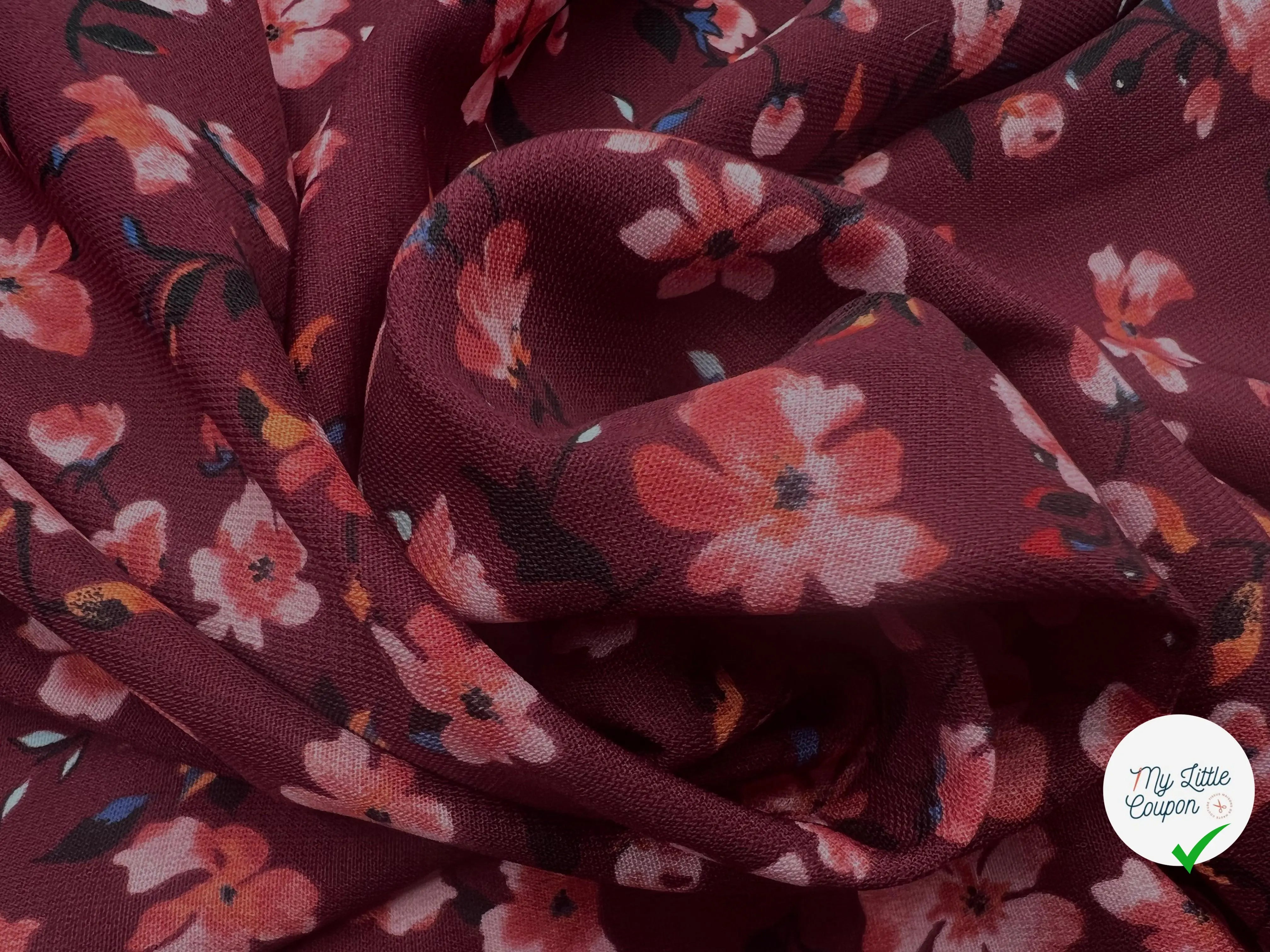 TISSU FLUIDE IMPRIMÉ FLEURS D'AUTOMNE - My Little Coupon - tissu - coudre
