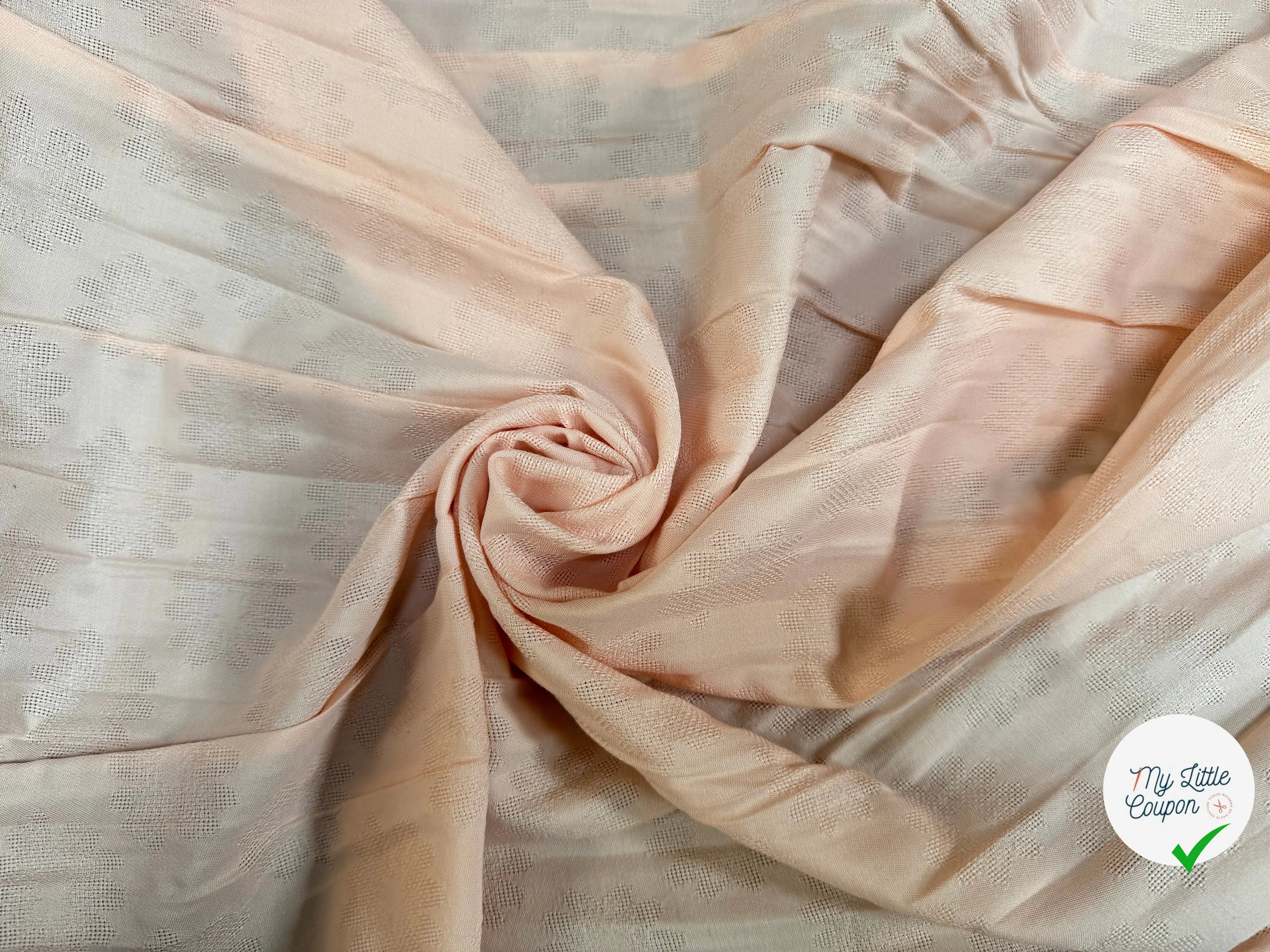 TISSU FLUIDE POLYCOTON MOTIF FLEUR ROSE PALE - My Little Coupon