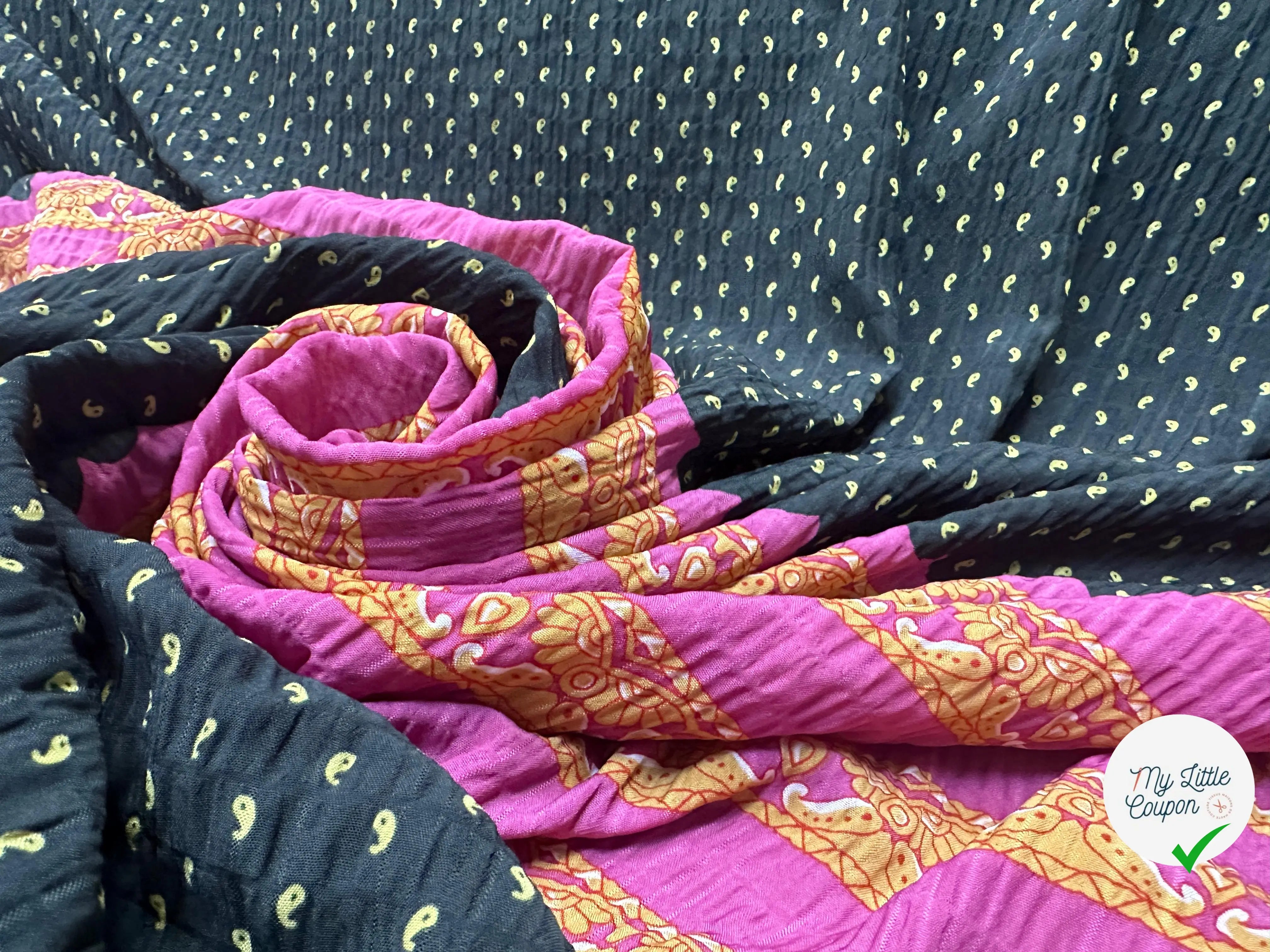 TISSU GAUFFRÉ PAISLEY ET ROSE - My Little Coupon