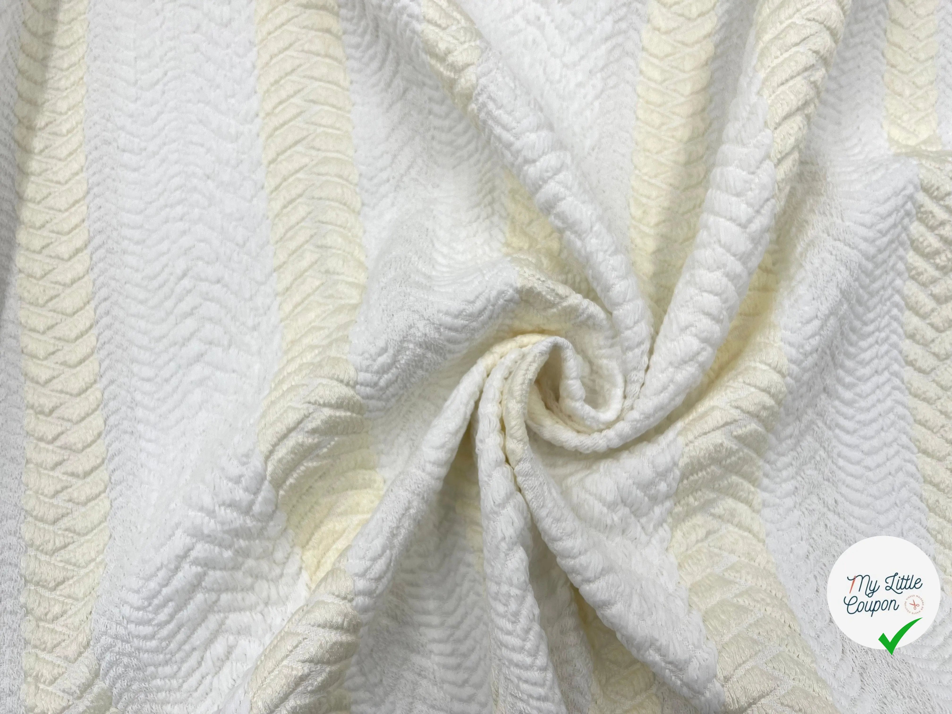 TISSU JACQUARD CHEVRONS BLANC - My Little Coupon - tissu - coudre