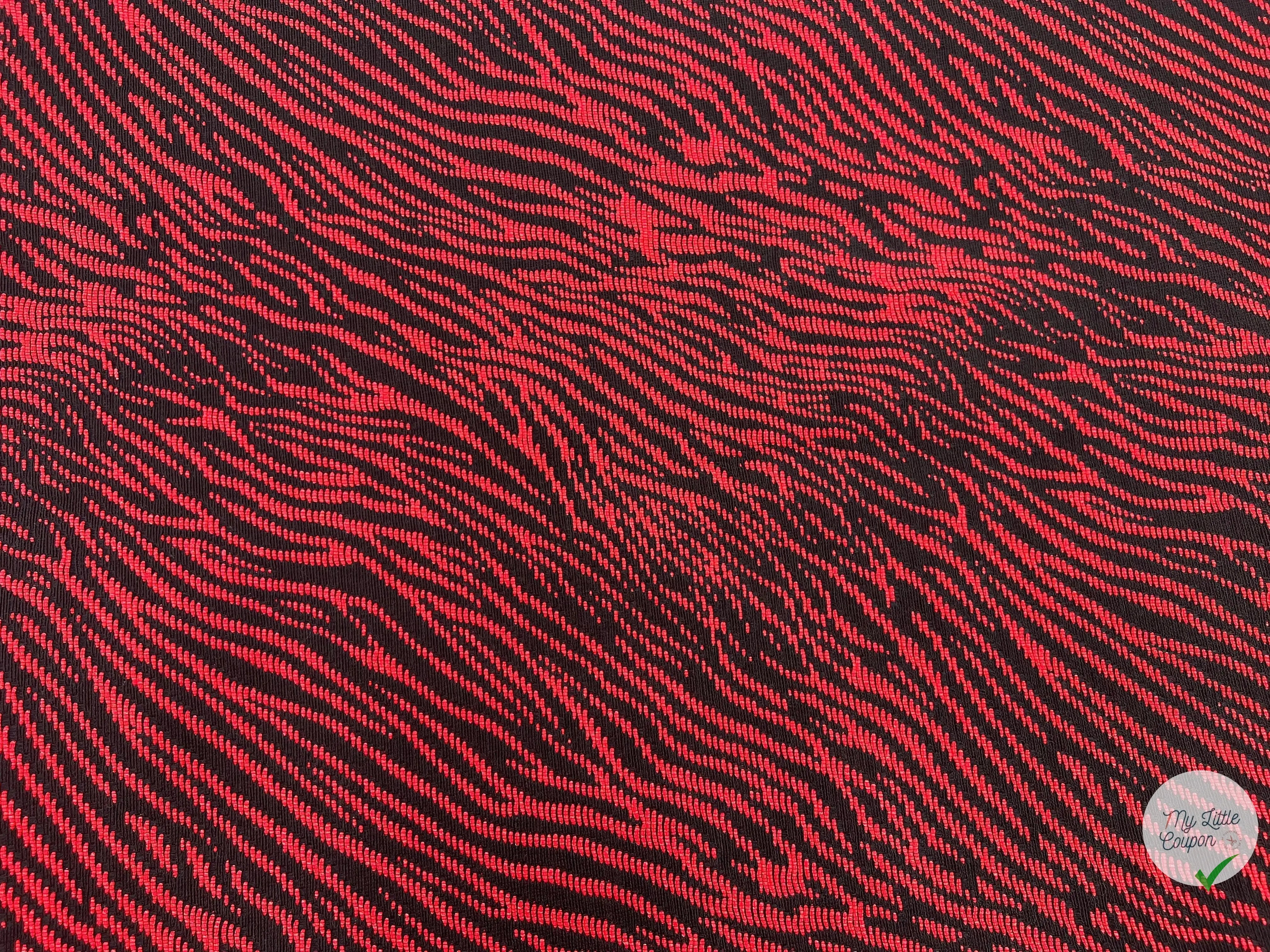 TISSU JACQUARD MOTIF ZÈBRE ROUGE ET NOIR - My Little Coupon - tissu - coudre