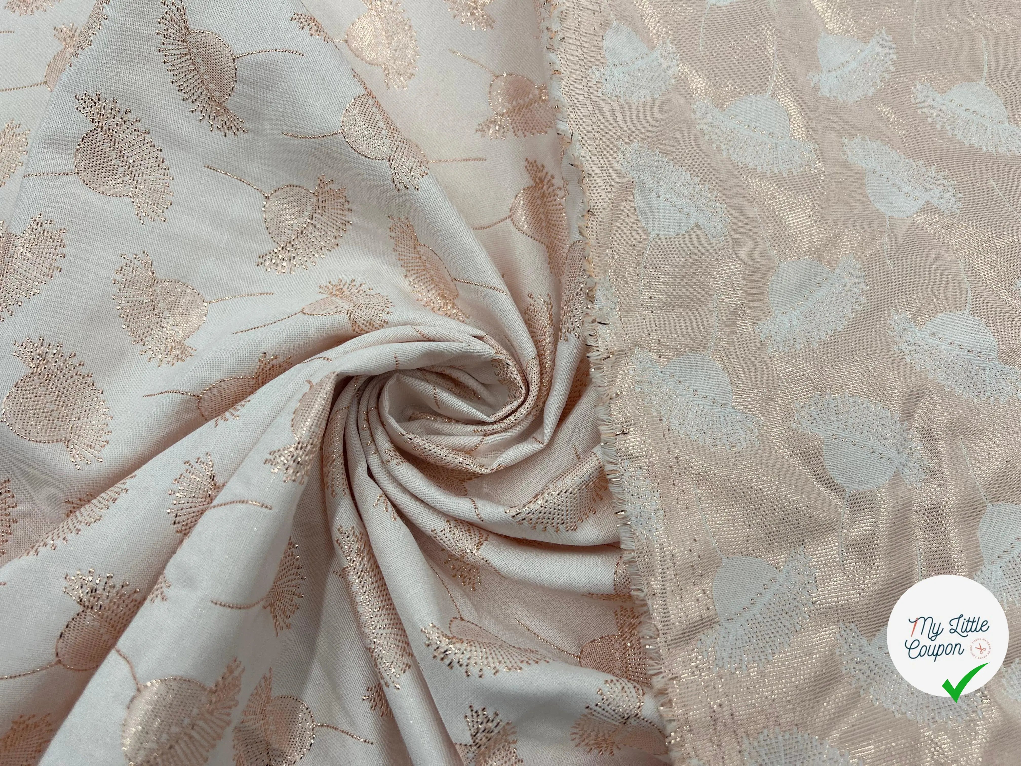 TISSU JACQUARD REVERSIBLE FLEURS CUIVRÉES - My Little Coupon - tissu - coudre