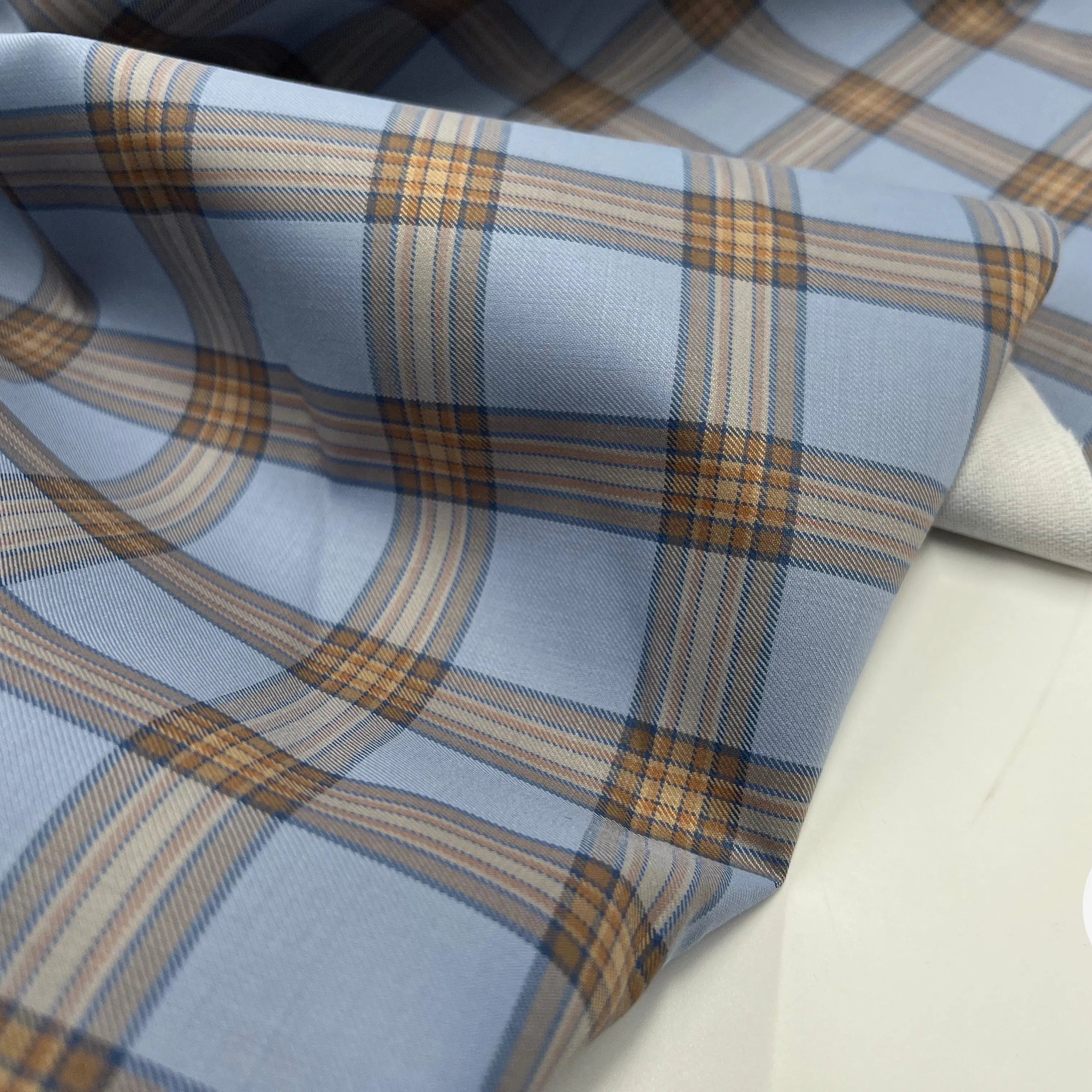 TISSU LAINAGE CARREAUX FOND BLEU DÉJÀ THERMOCOLLÉ - My Little Coupon - tissu - coudre