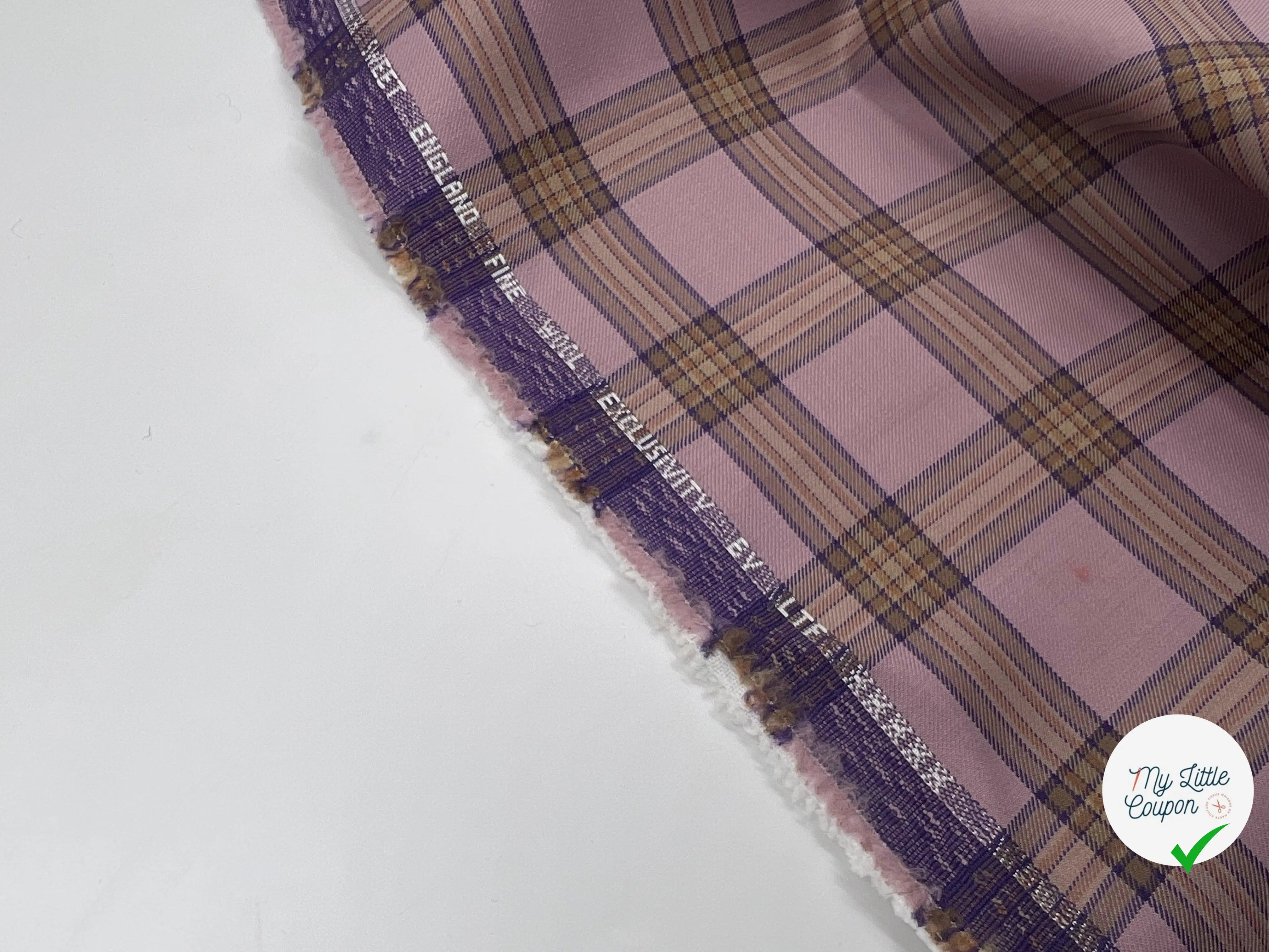 TISSU LAINAGE CARREAUX VIEUX ROSE DÉJÀ THERMOCOLLÉ - My Little Coupon - tissu - coudre
