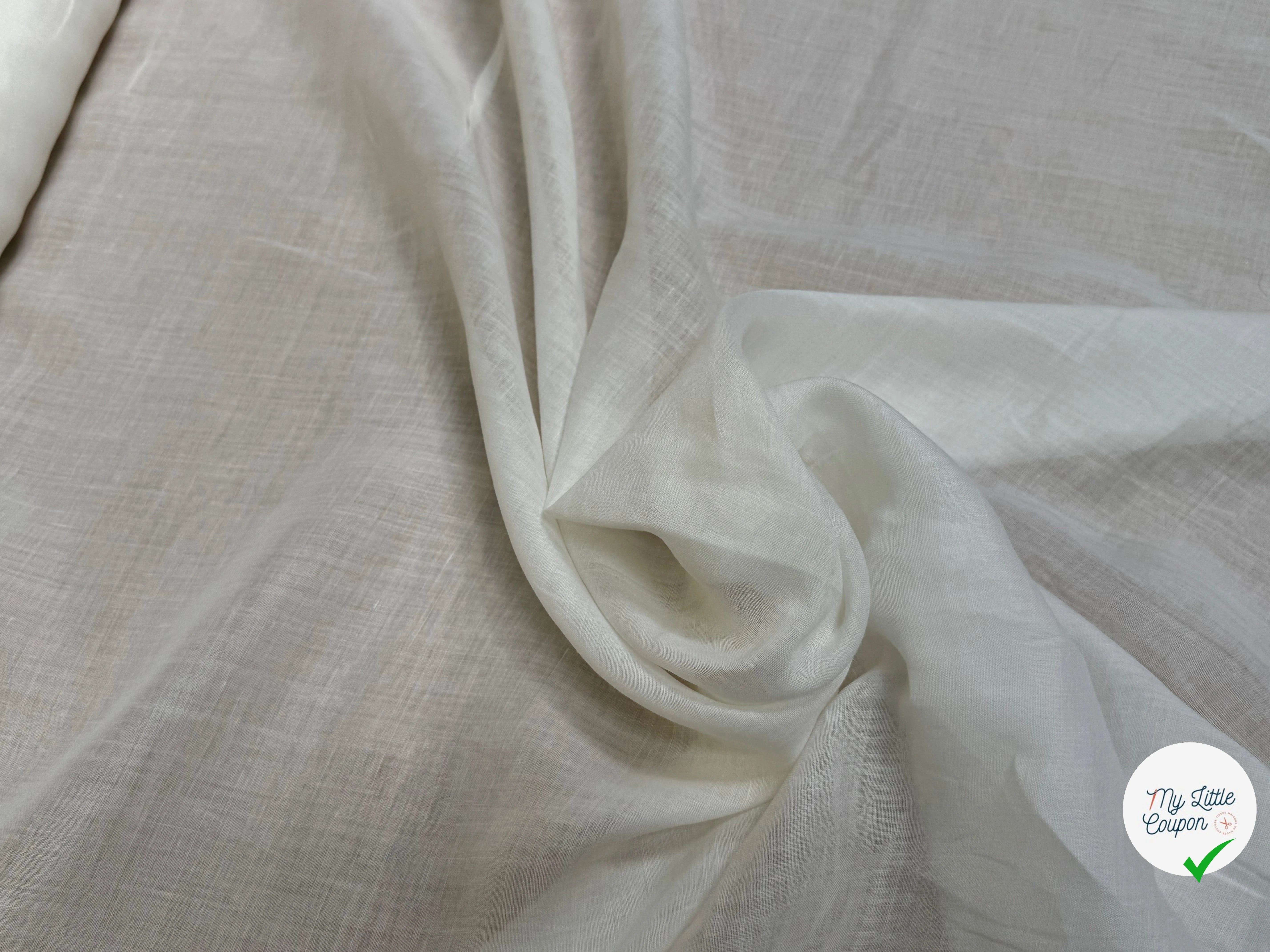 TISSU LIN VISCOSE LEGER BLANC CASSÉ - My Little Coupon