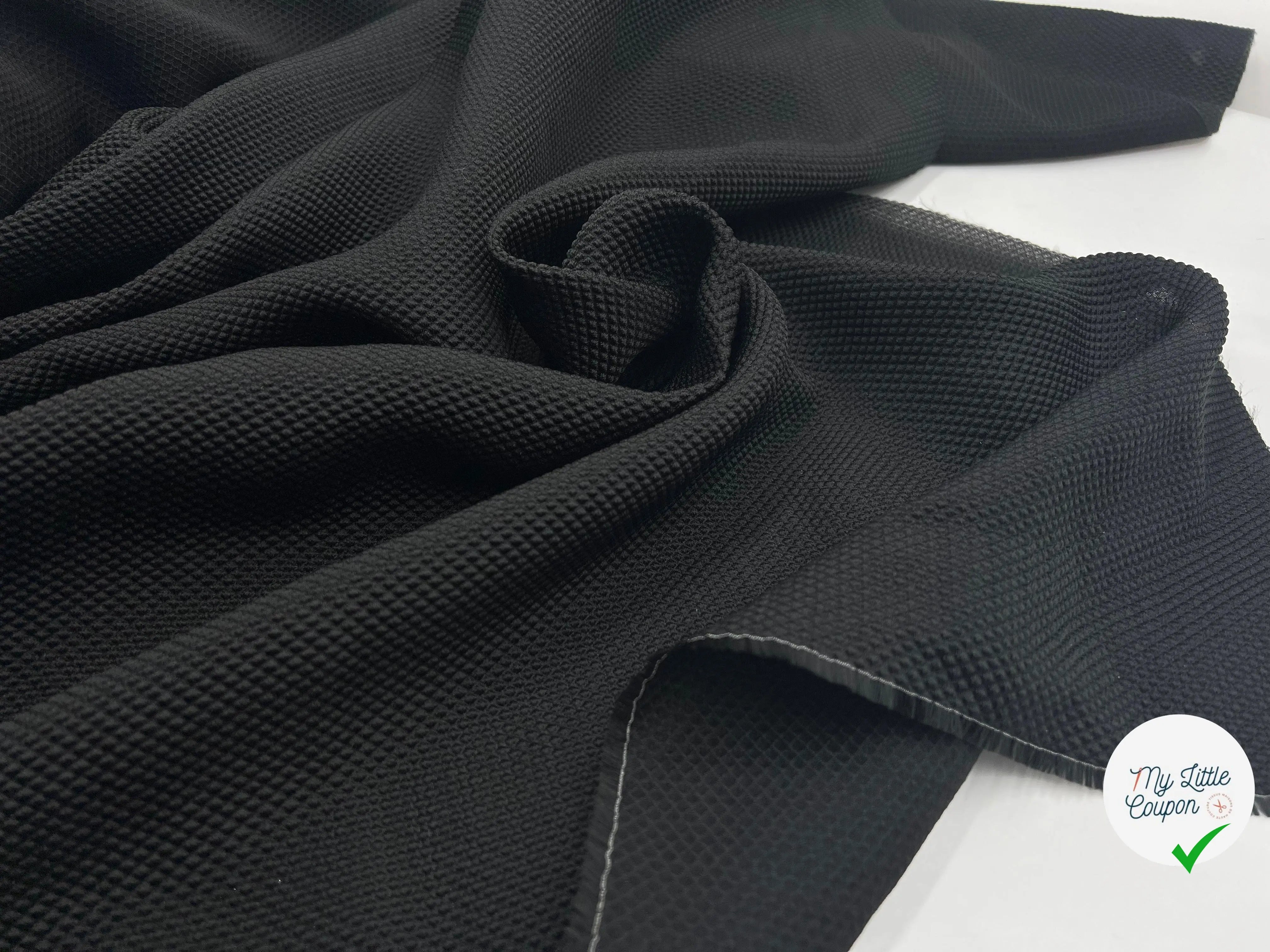 TISSU LOSANGE GAUFRÉ NOIR - My Little Coupon - tissu - coudre