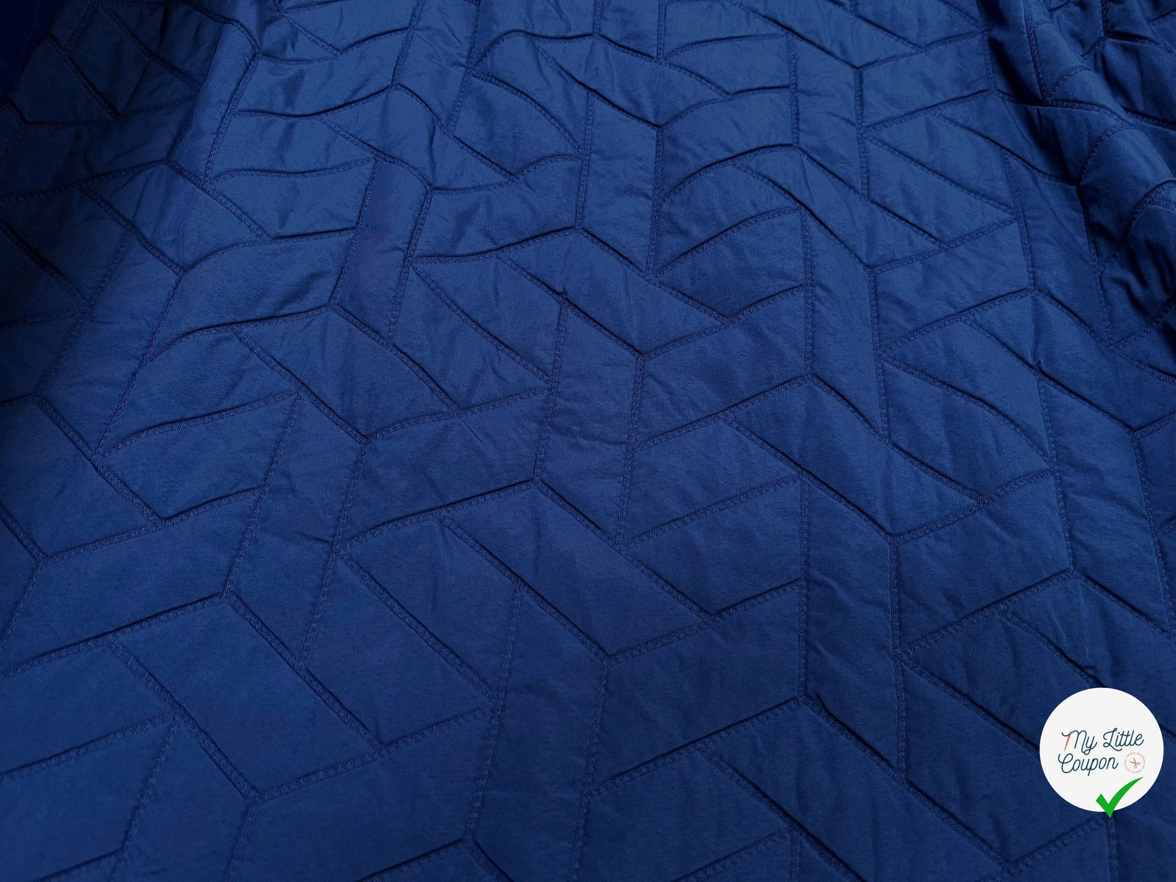 TISSU MATELASSÉ BLEU MOTIF RECTANGLE ENVERS DOUX - My Little Coupon