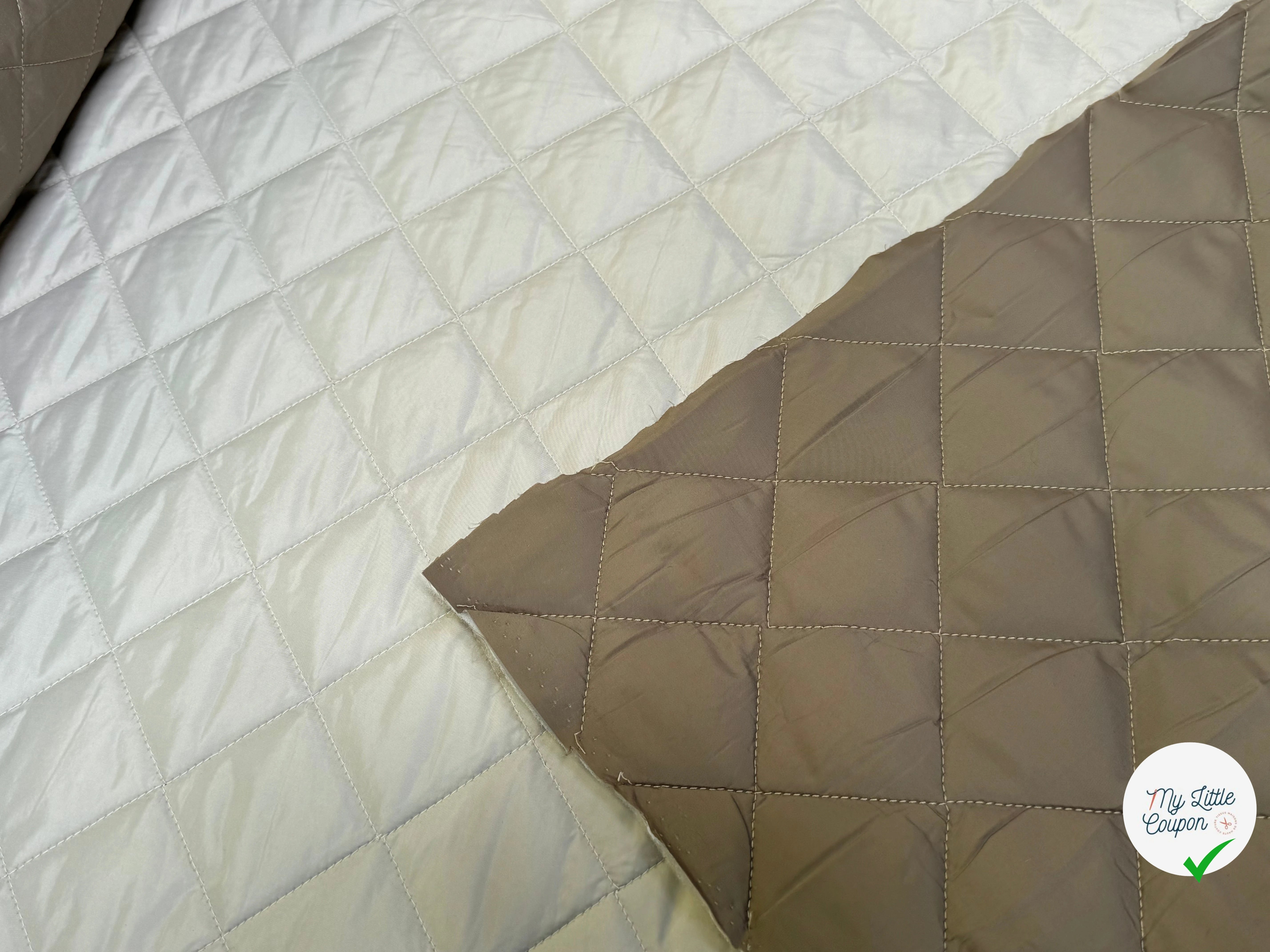 TISSU MATELASSÉ DEUX FACE DOUDOUNE GREIGE & STONE LOSANGE - My Little Coupon