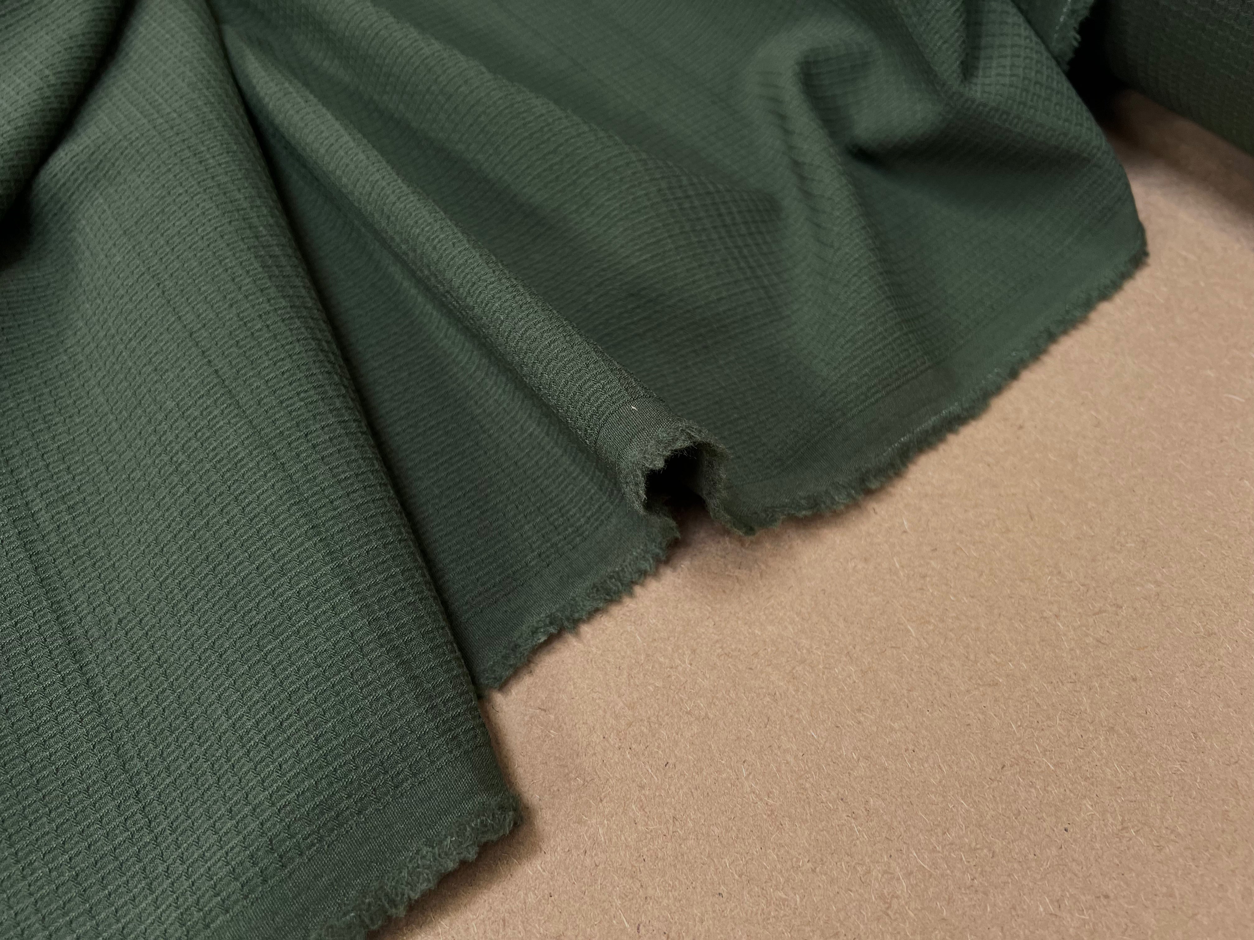 TISSU NID D'ABEILLE LAINE STRETCH VERT ARMY - My Little Coupon