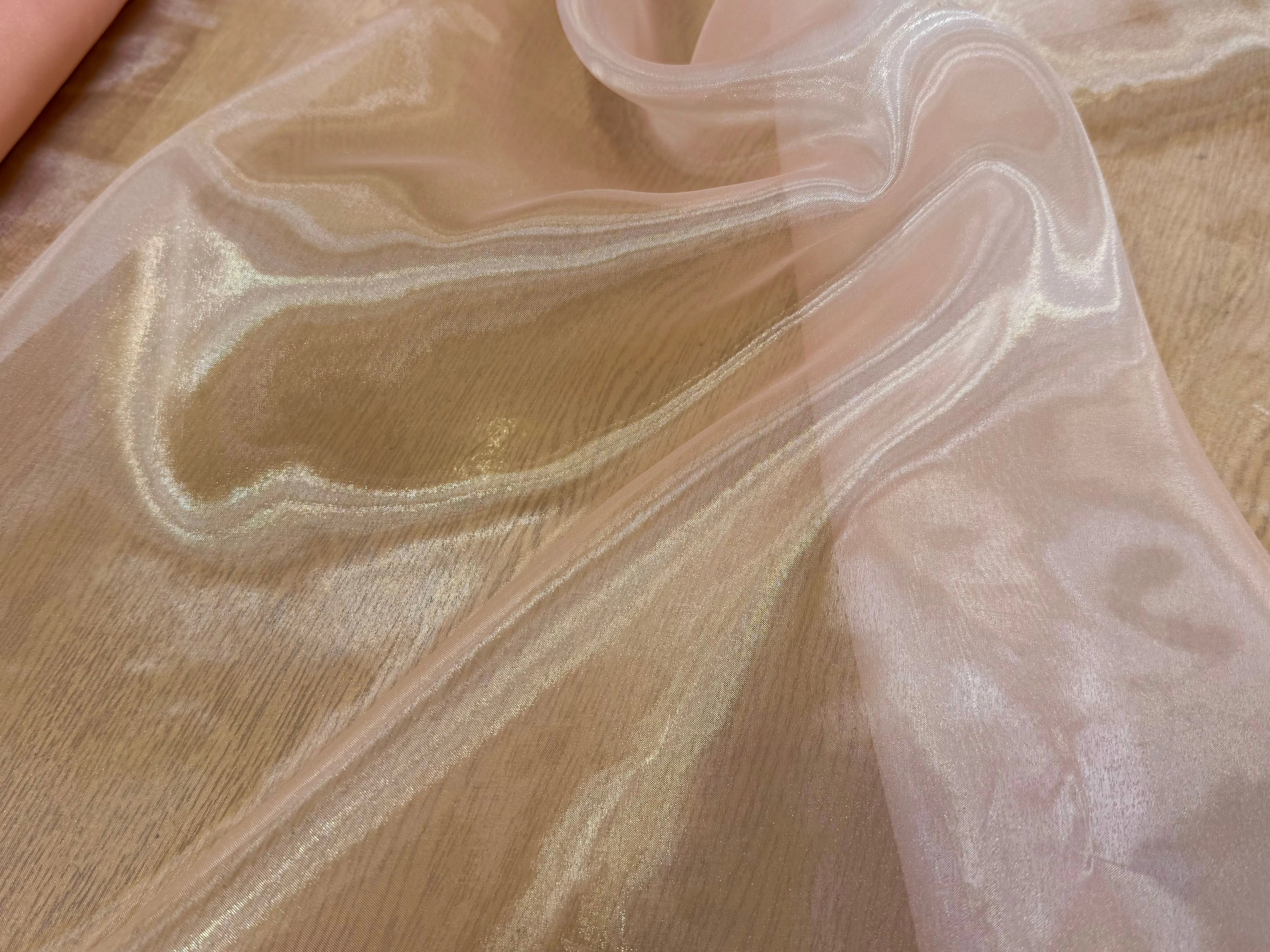 TISSU ORGANZA ROSE PALE BRILLANT - My Little Coupon