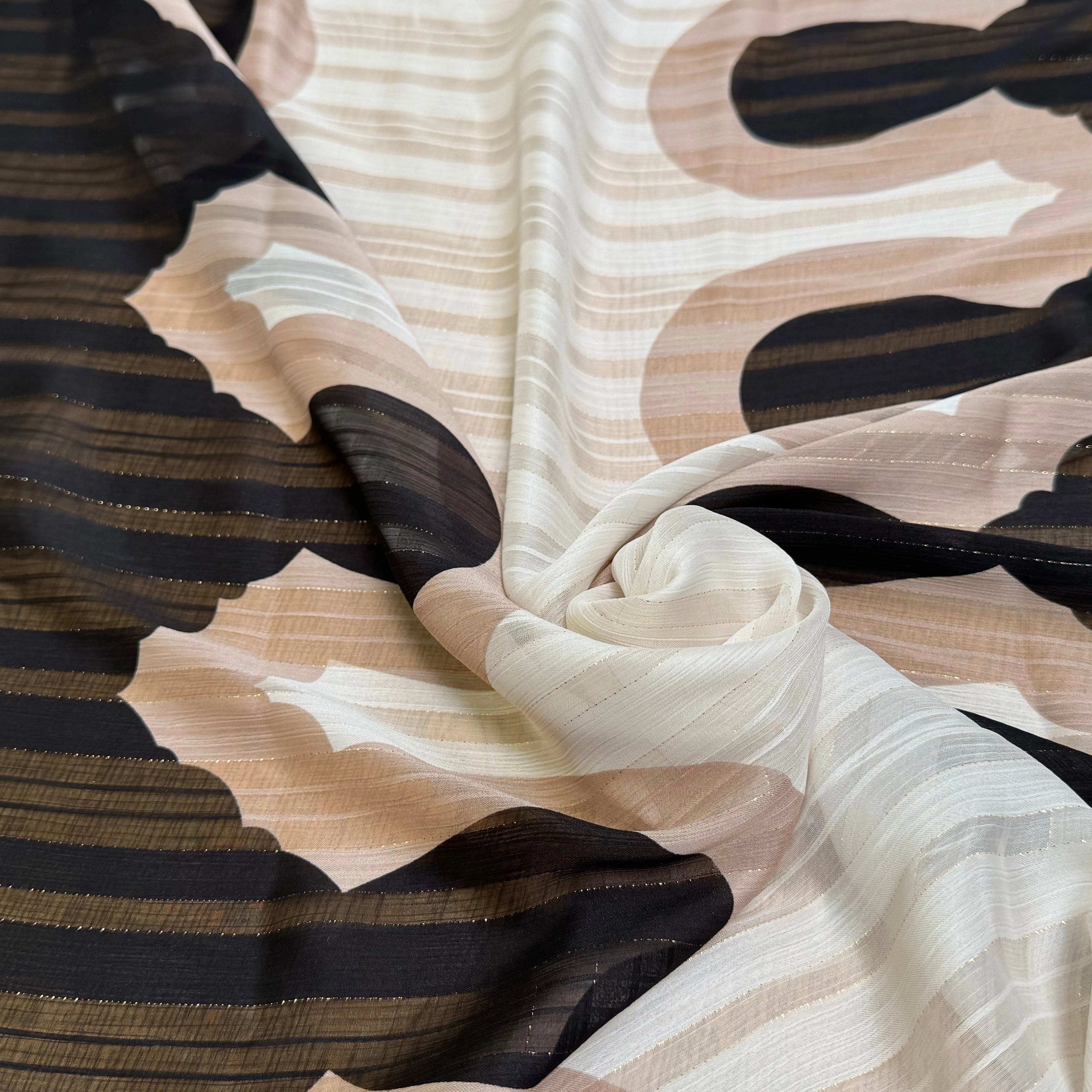 TISSU OSLO GOLD MÉTAL OMBRE CREME NOIR - My Little Coupon