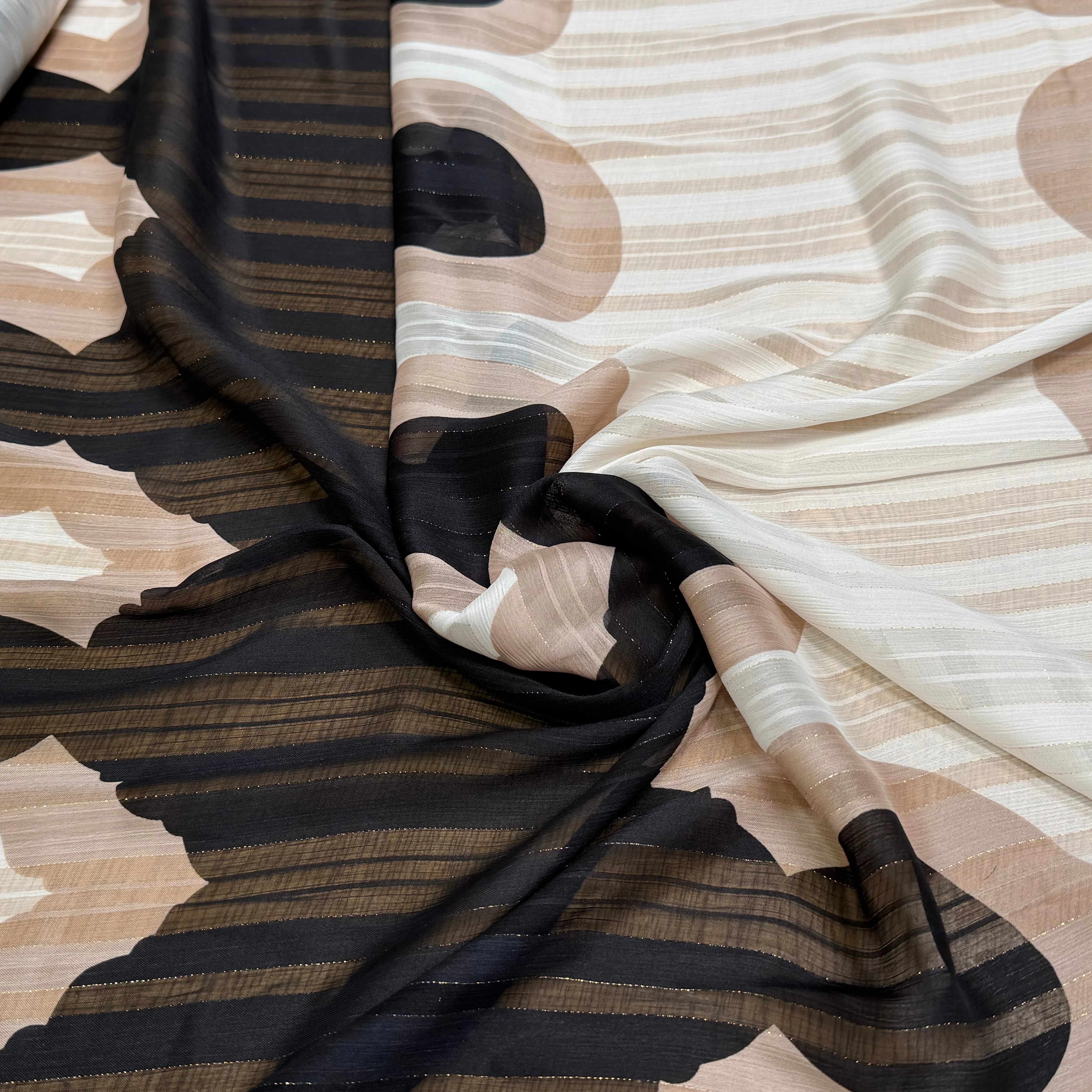 TISSU OSLO GOLD MÉTAL OMBRE CREME NOIR - My Little Coupon