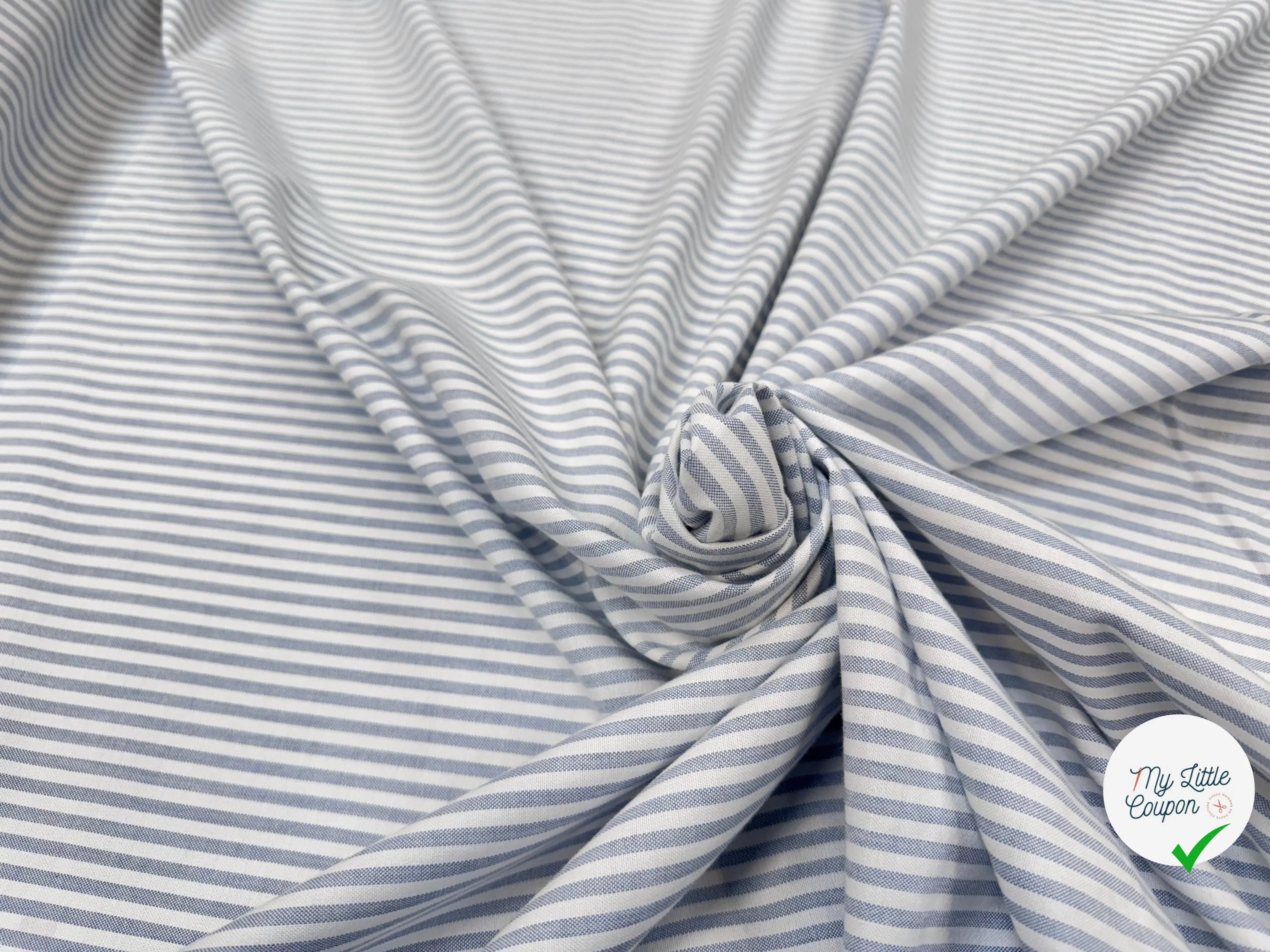 TISSU OXFORD SOMELIOS COTON RAYURES BLEU - My Little Coupon