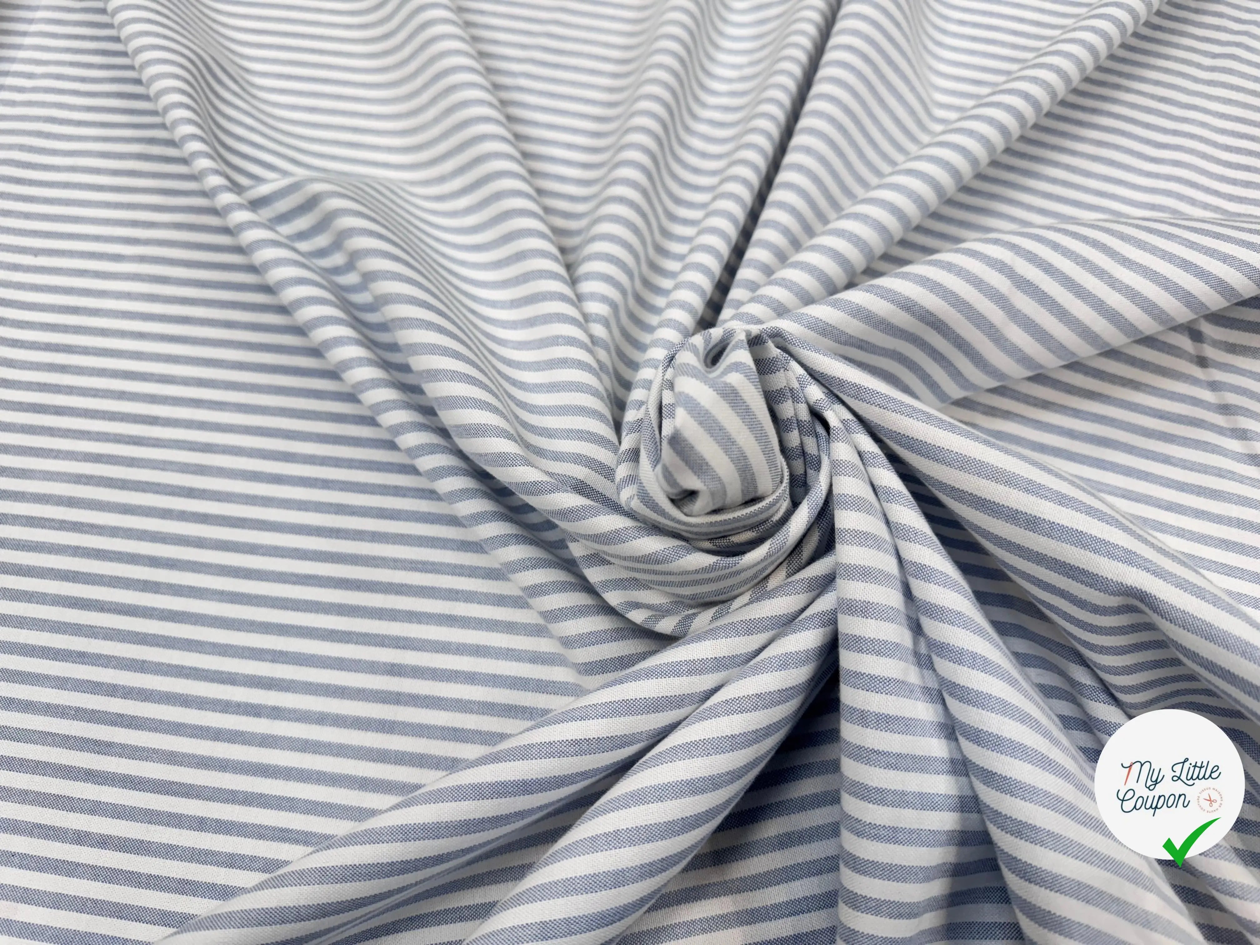TISSU OXFORD SOMELIOS COTON RAYURES BLEU - My Little Coupon