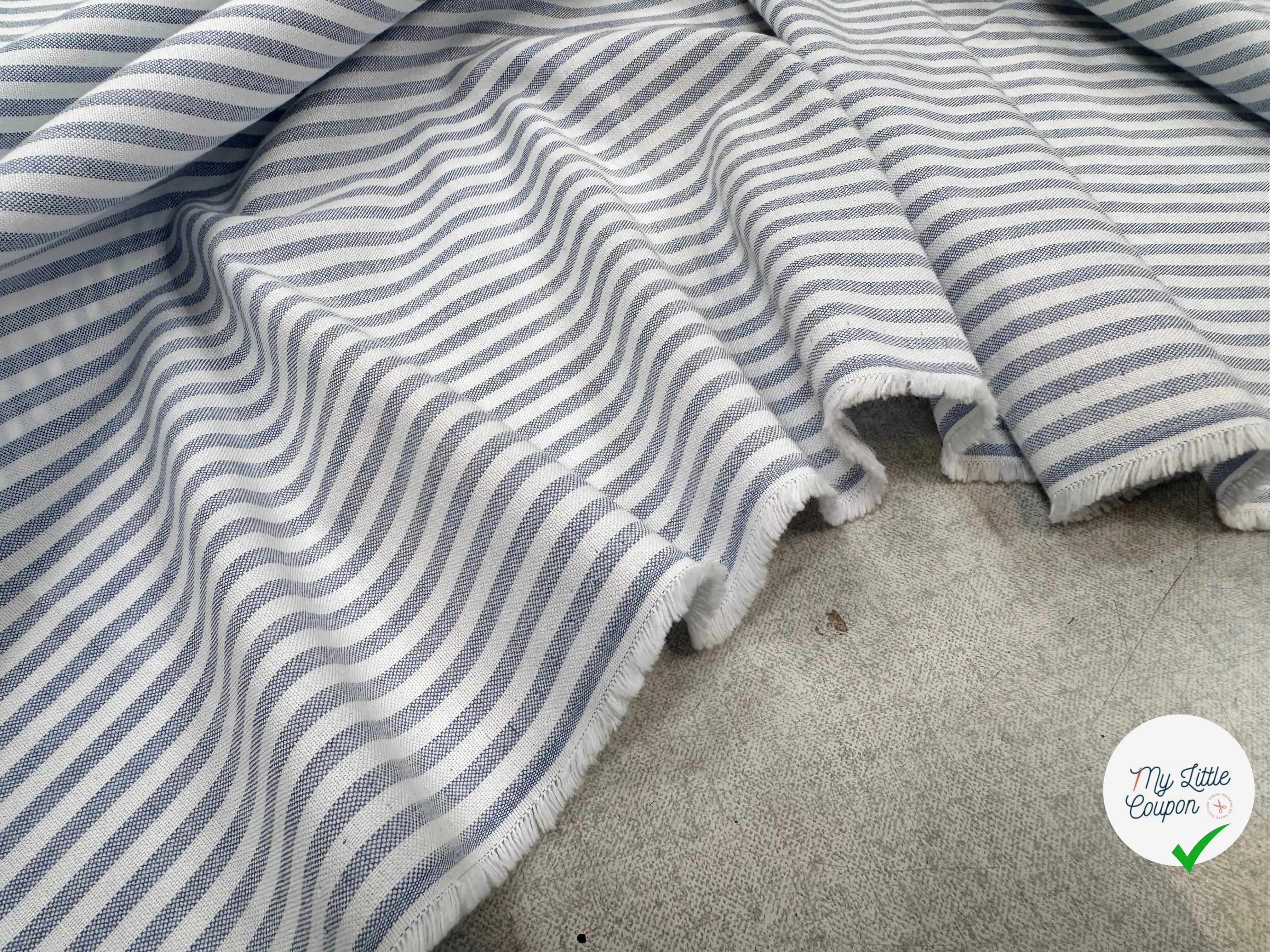 TISSU OXFORD SOMELIOS COTON RAYURES BLEU - My Little Coupon