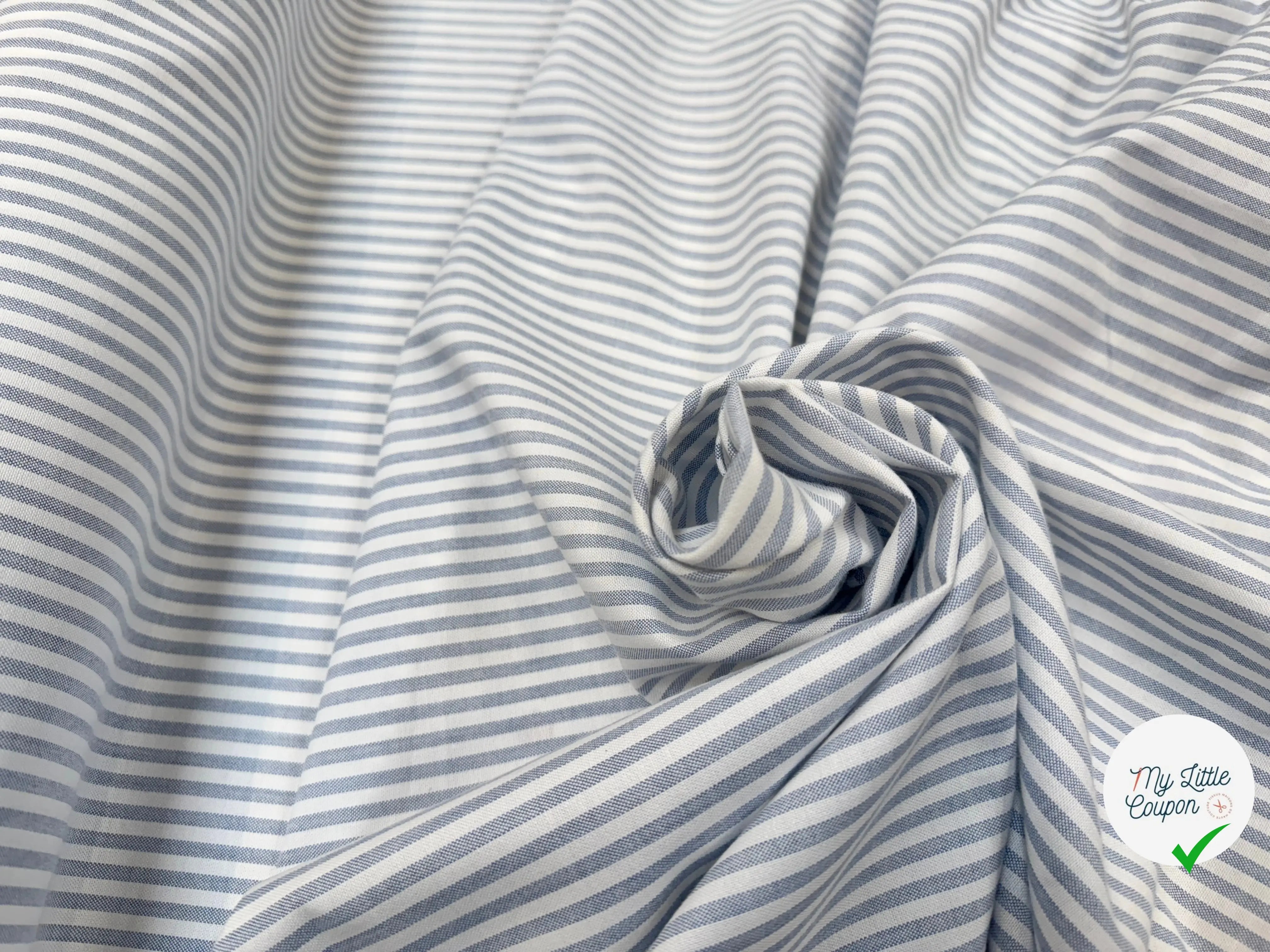 TISSU OXFORD SOMELIOS COTON RAYURES BLEU - My Little Coupon
