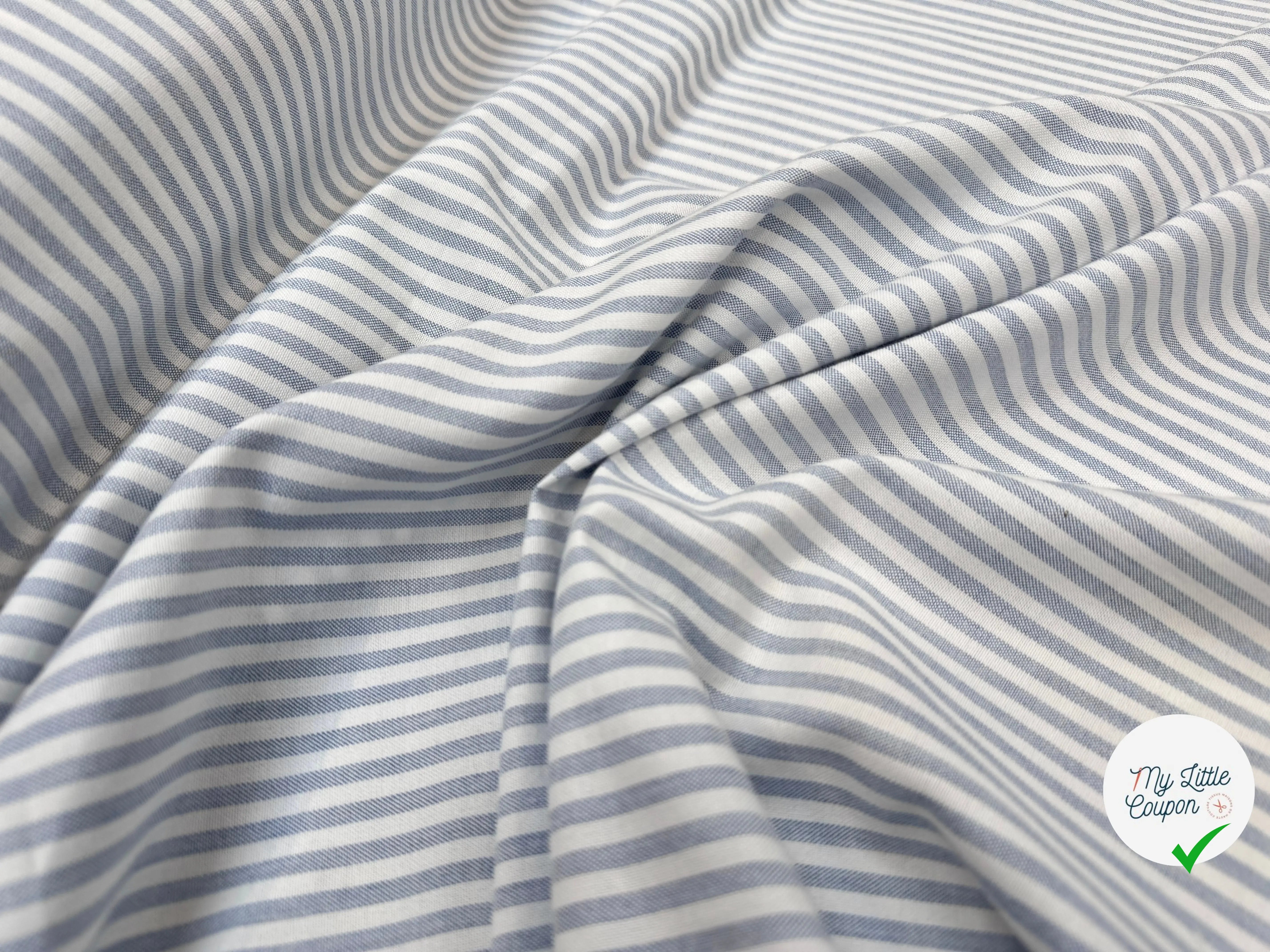 TISSU OXFORD SOMELIOS COTON RAYURES BLEU - My Little Coupon
