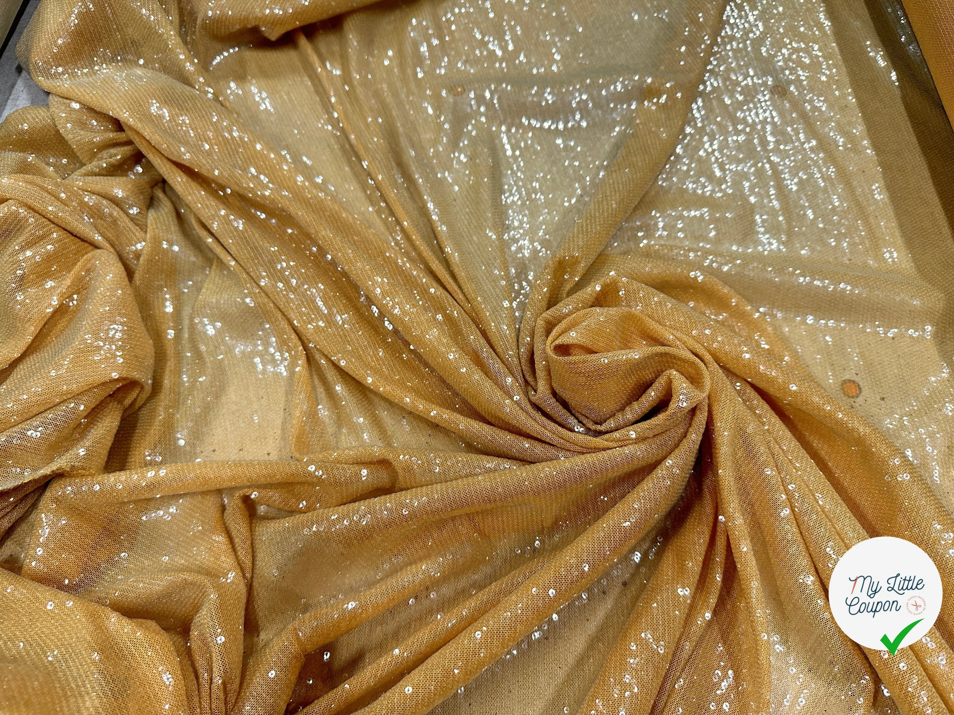 TISSU PAILLETTES OCRE - My Little Coupon