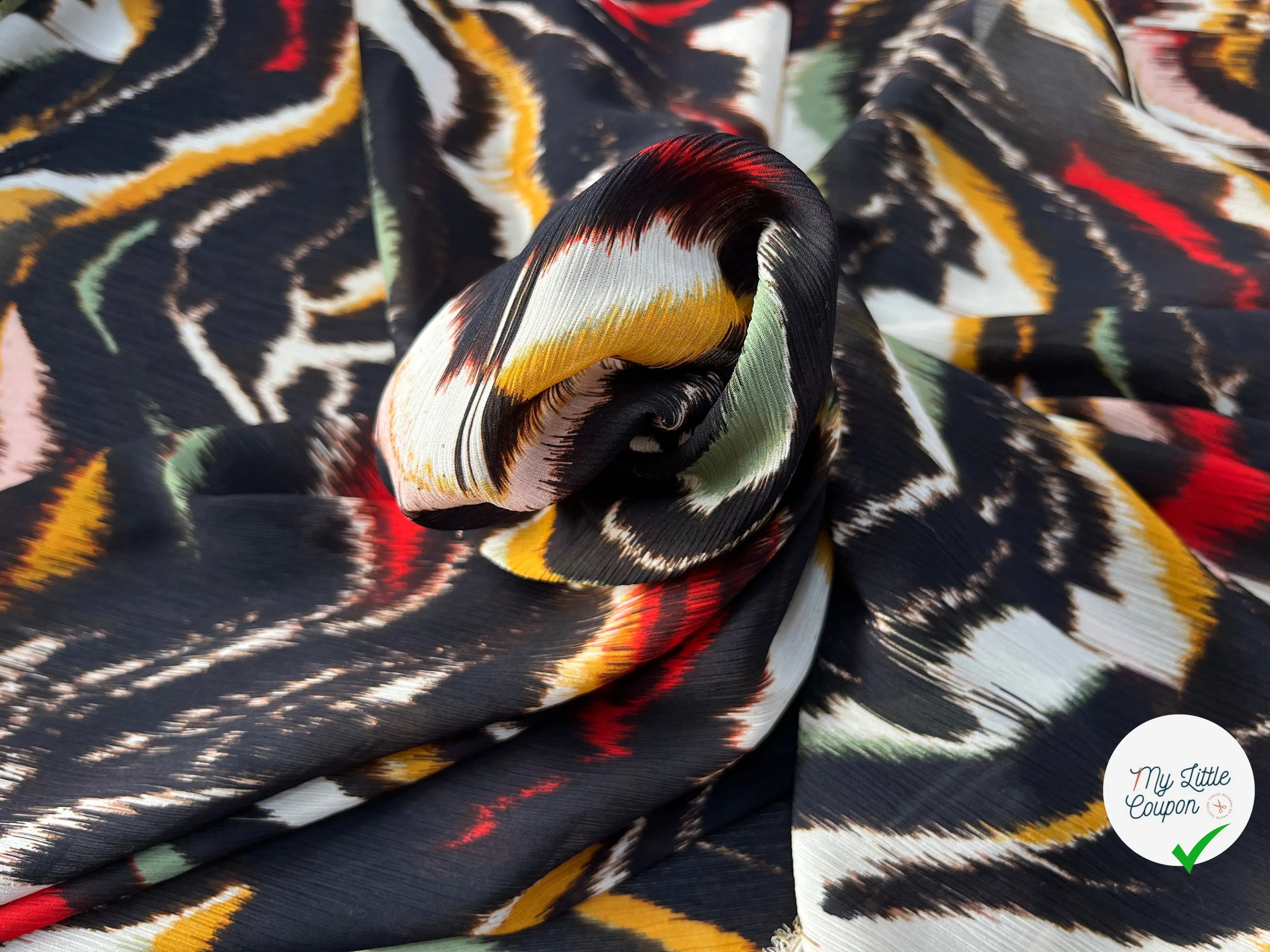 TISSU POLYESTER IMPRIMÉ VAGUE - My Little Coupon