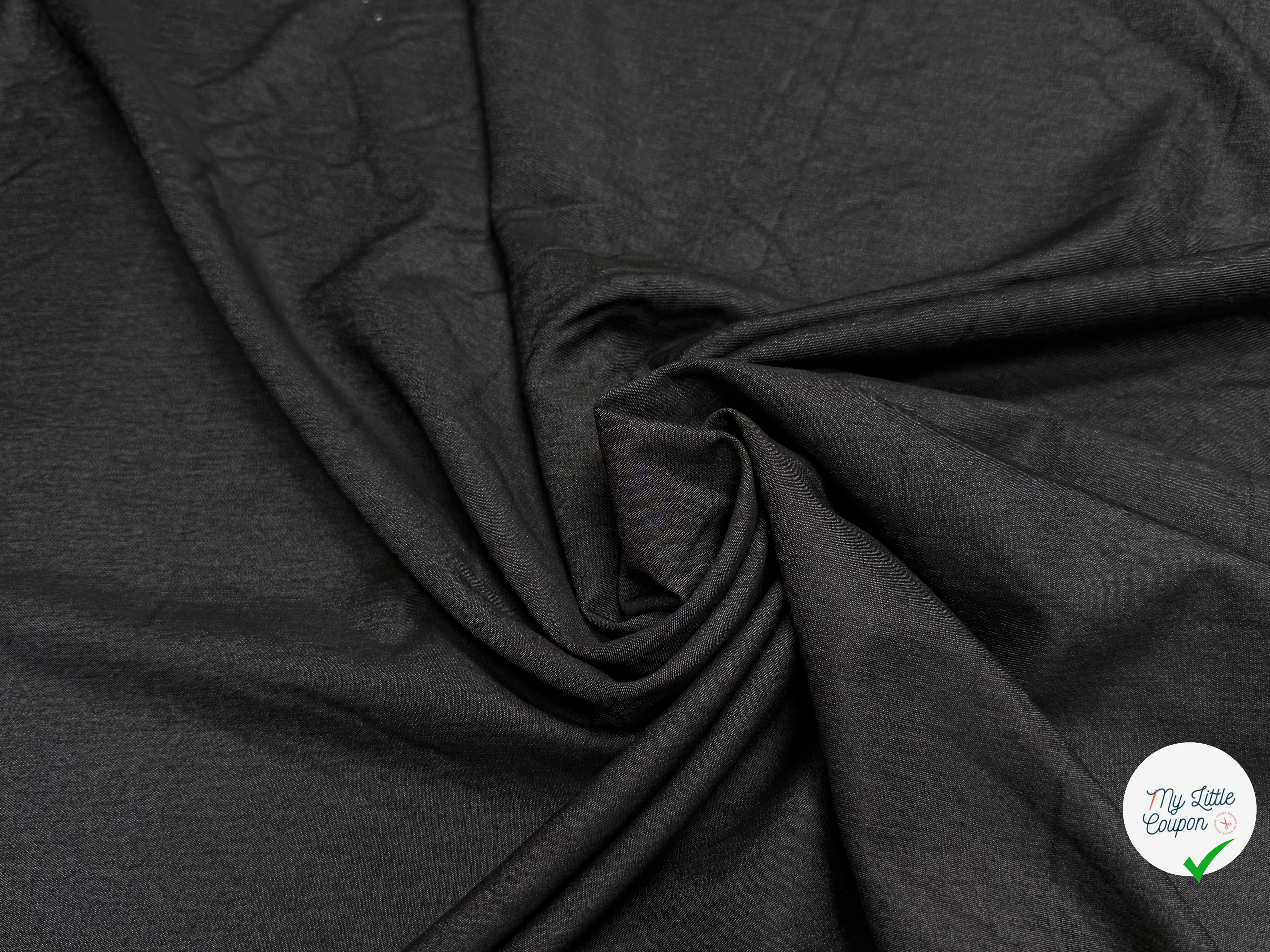 TISSU POLYVISCOSE FLUIDE SATINÉ GRIS ESPRIT DENIM - My Little Coupon