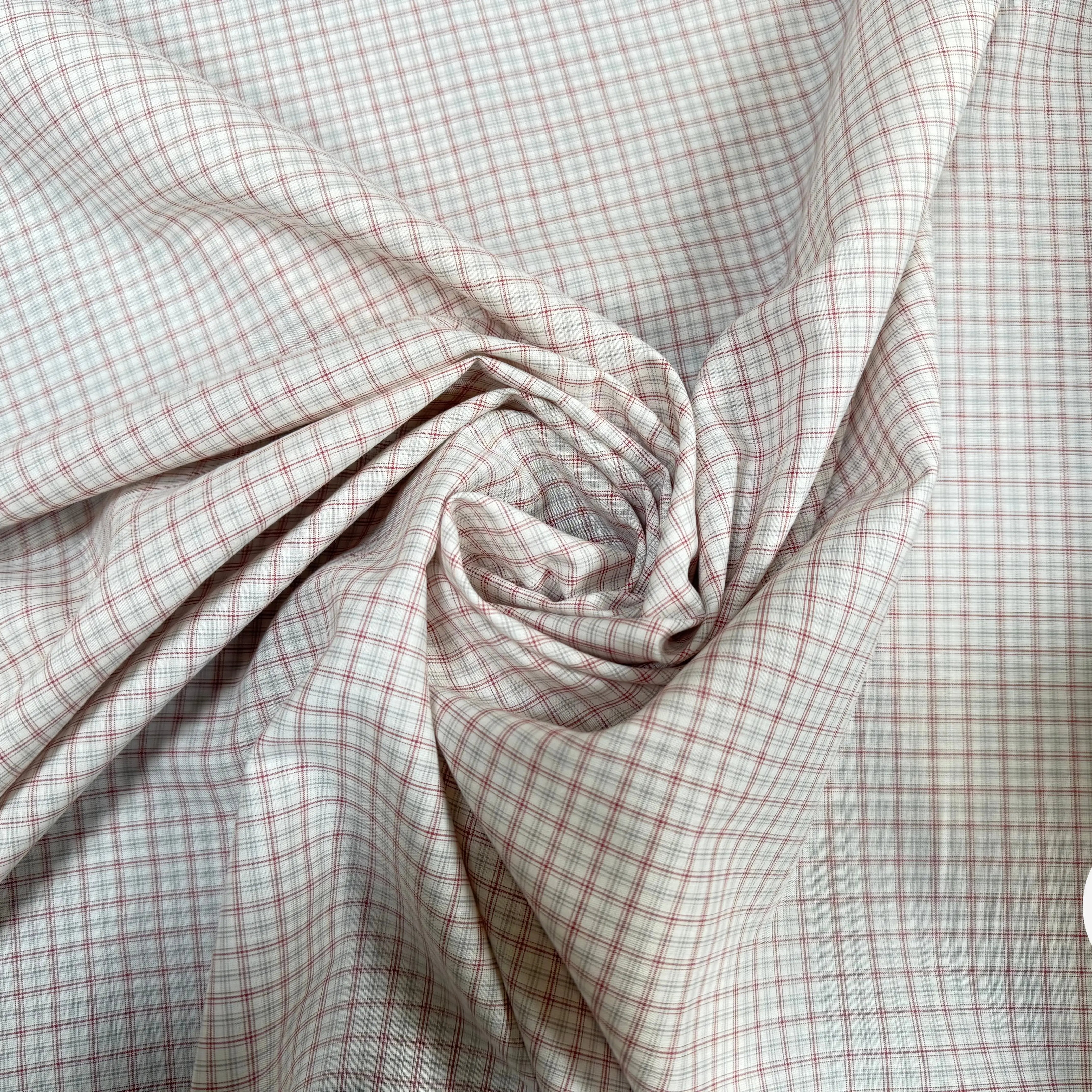 TISSU POPELINE CARREAUX ROUGE MOYEN - My Little Coupon