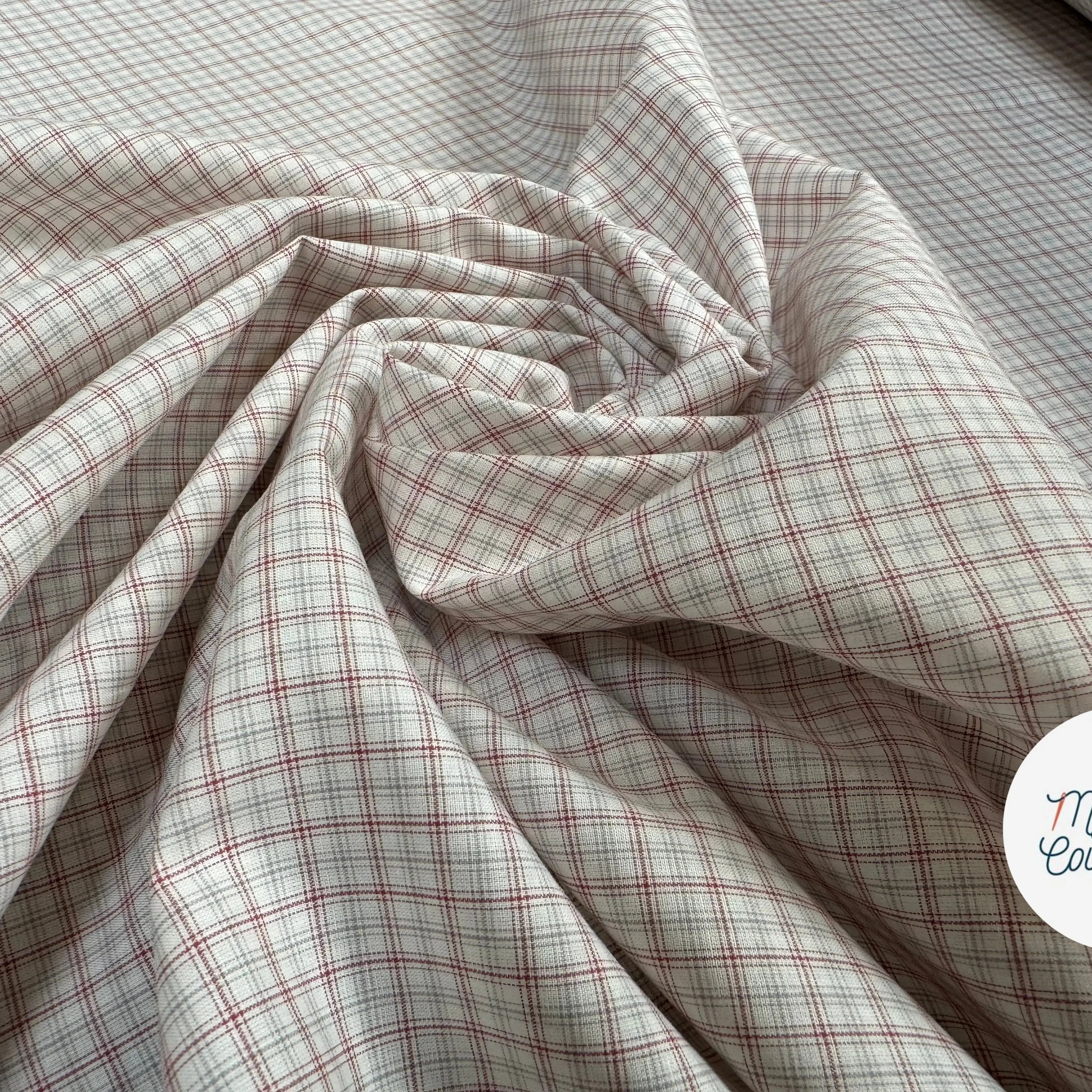 TISSU POPELINE CARREAUX ROUGE MOYEN - My Little Coupon