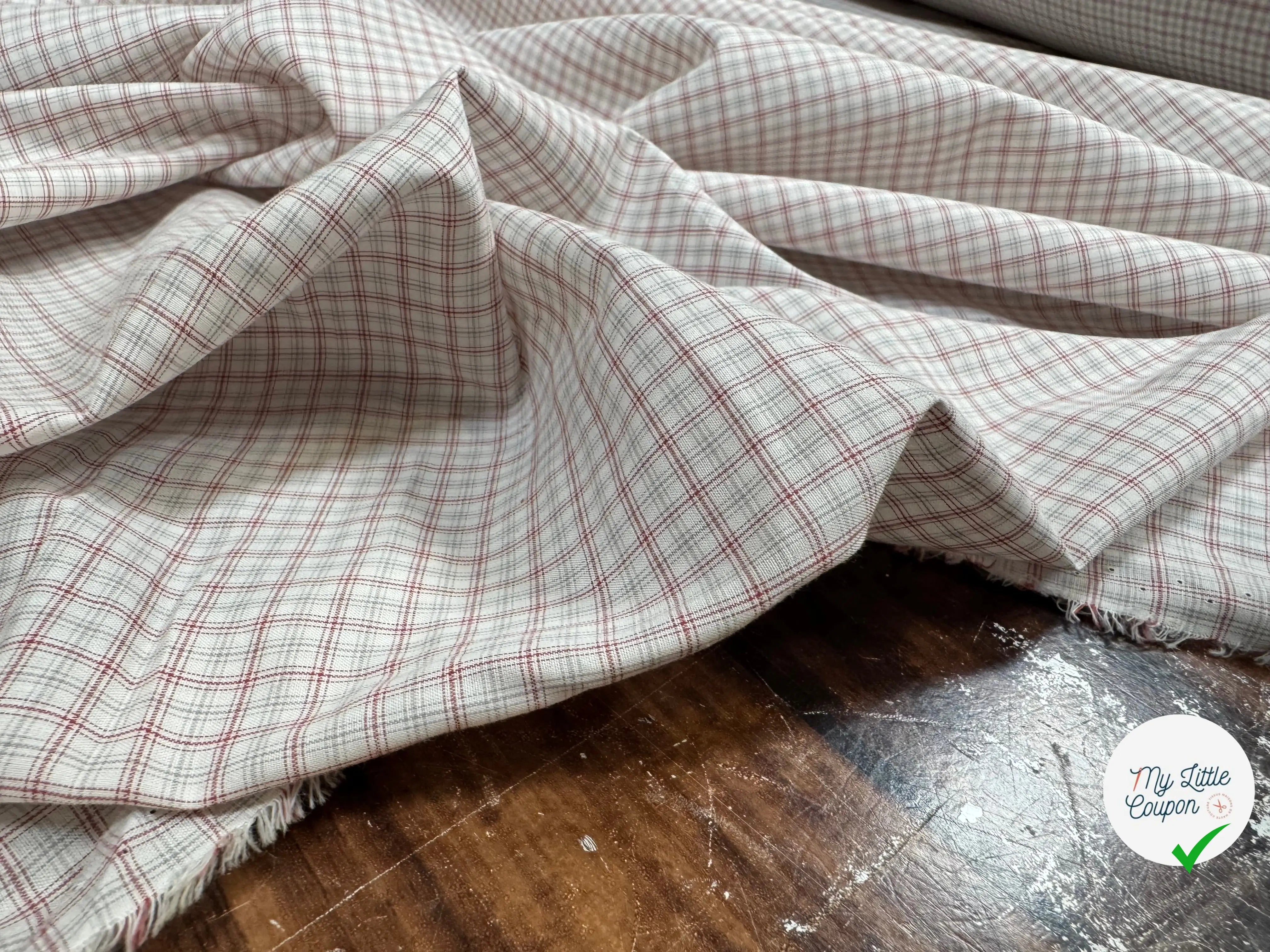 TISSU POPELINE CARREAUX ROUGE MOYEN - My Little Coupon