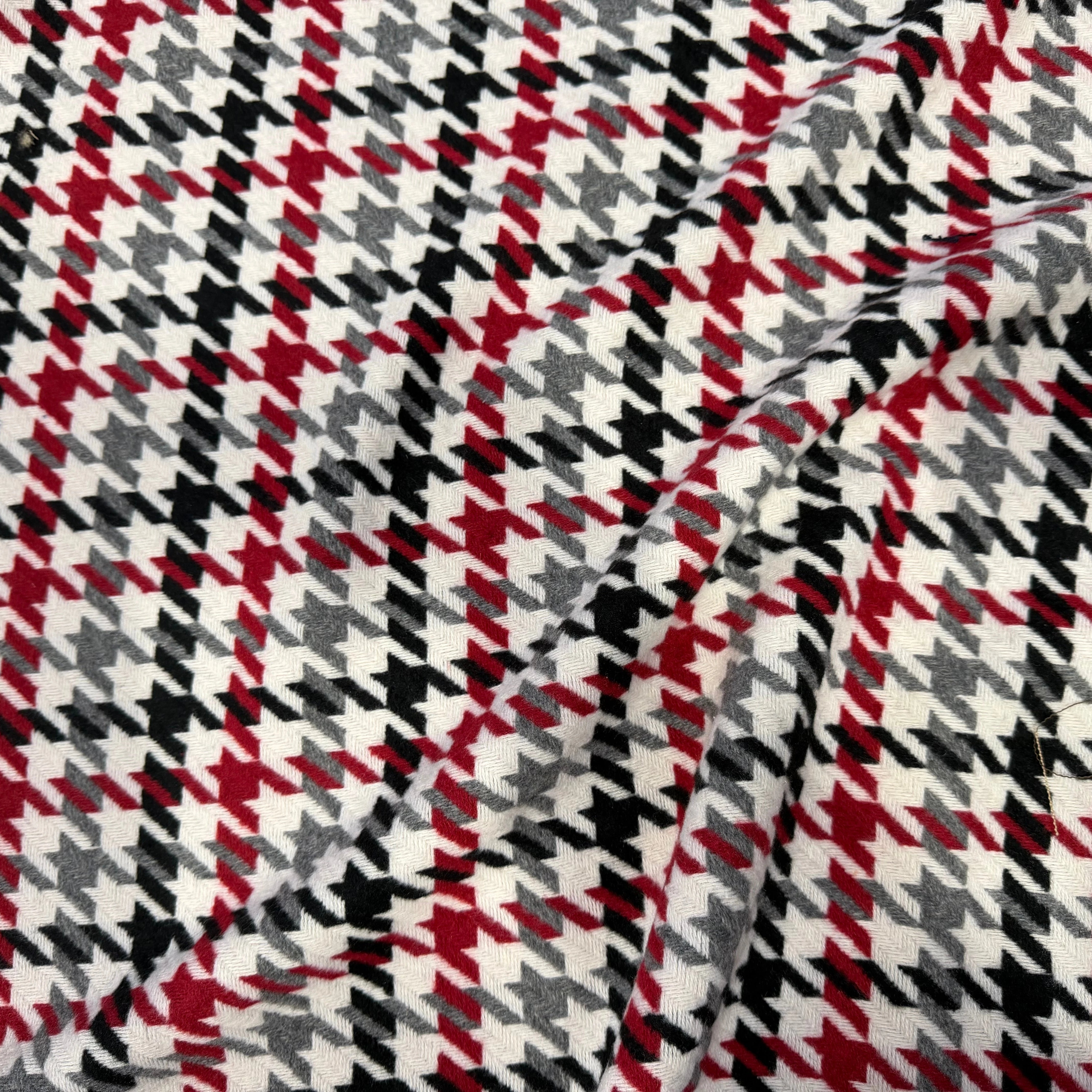 TISSU POUR MANTEAU PIED DE COQ NOIR BLANC ROUGE GRIS - My Little Coupon