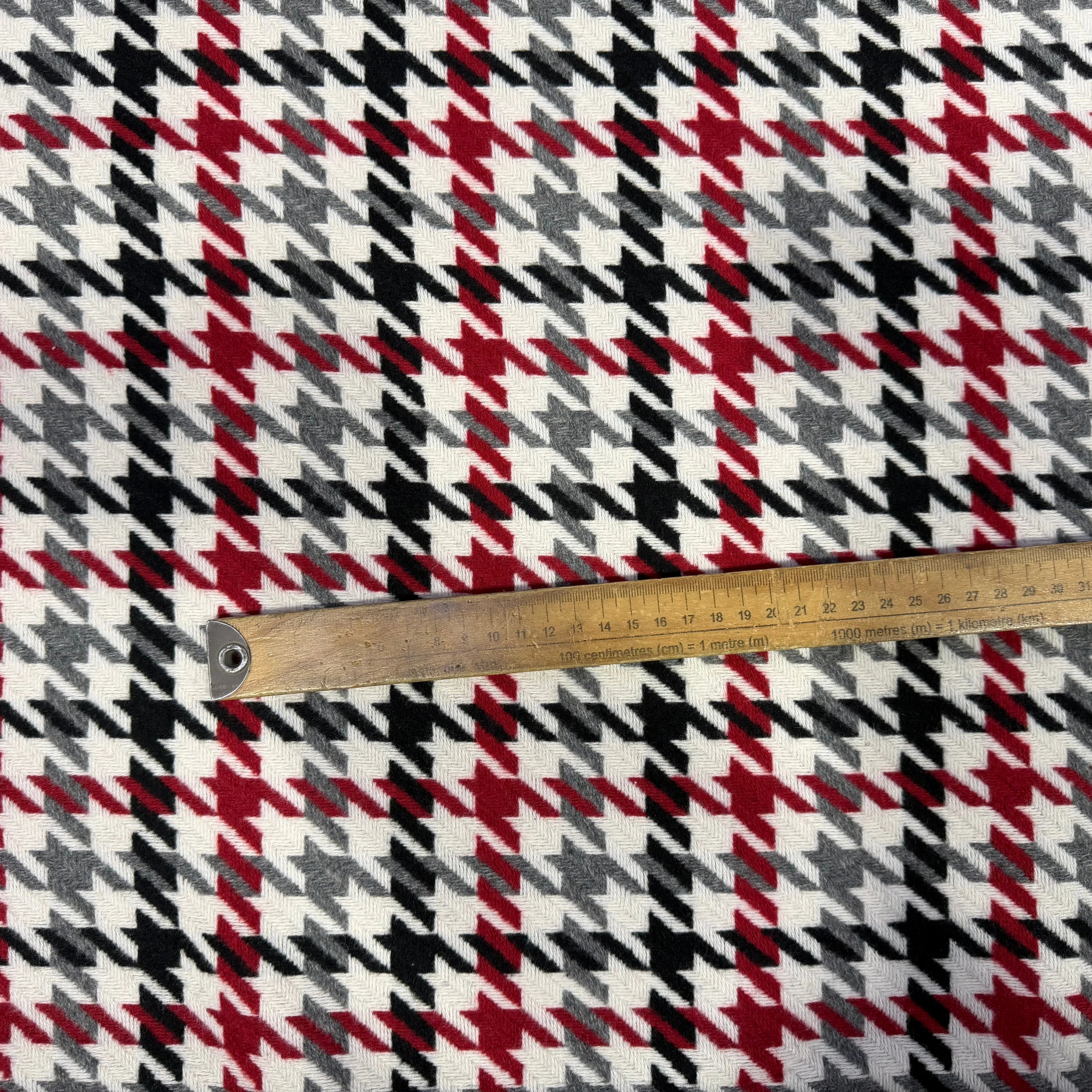 TISSU POUR MANTEAU PIED DE COQ NOIR BLANC ROUGE GRIS - My Little Coupon