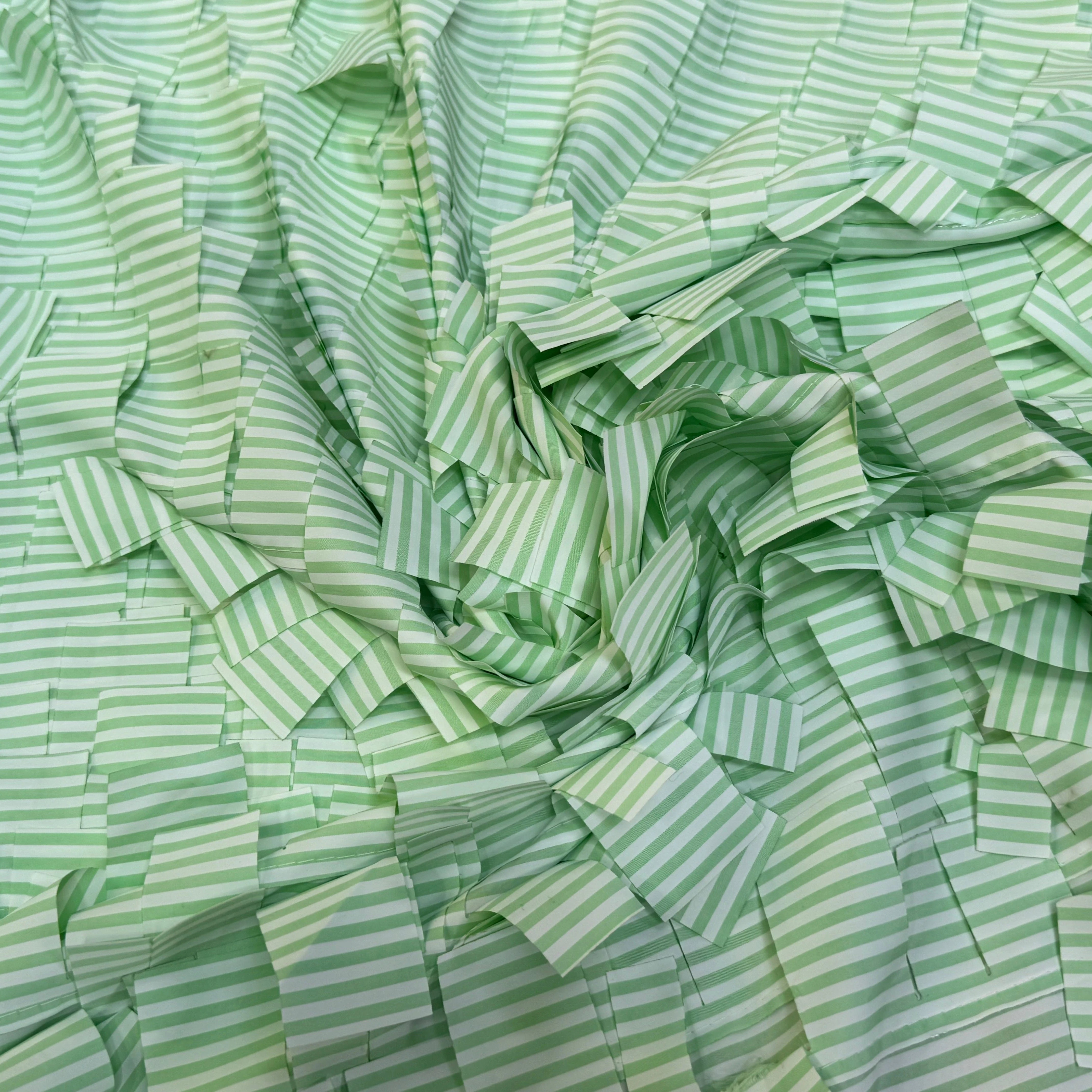 TISSU RAYURES FILS COUPÉS VERT VENITIAN TRÈS TRAVAILLÉ - My Little Coupon