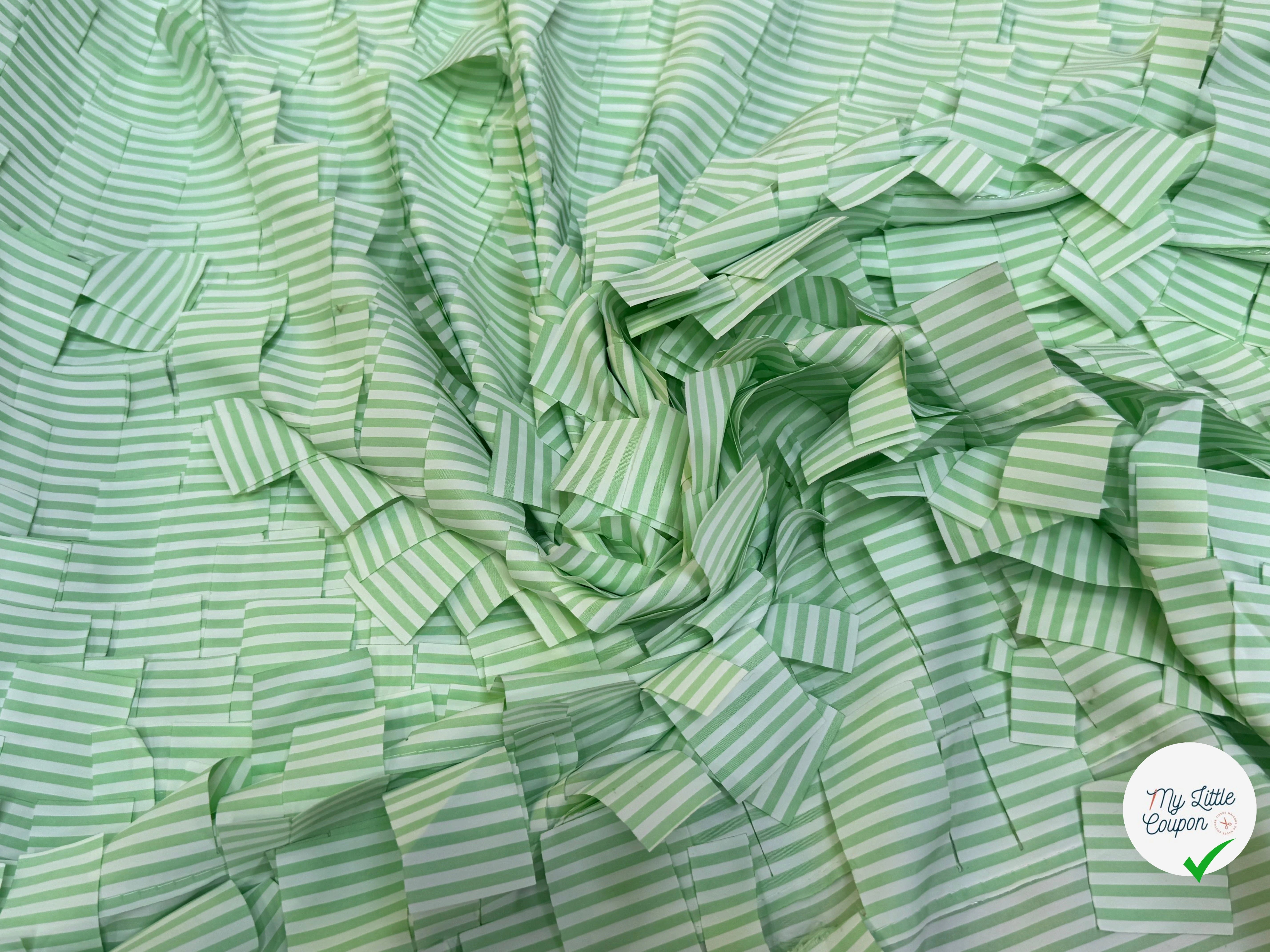 TISSU RAYURES FILS COUPÉS VERT VENITIAN TRÈS TRAVAILLÉ - My Little Coupon