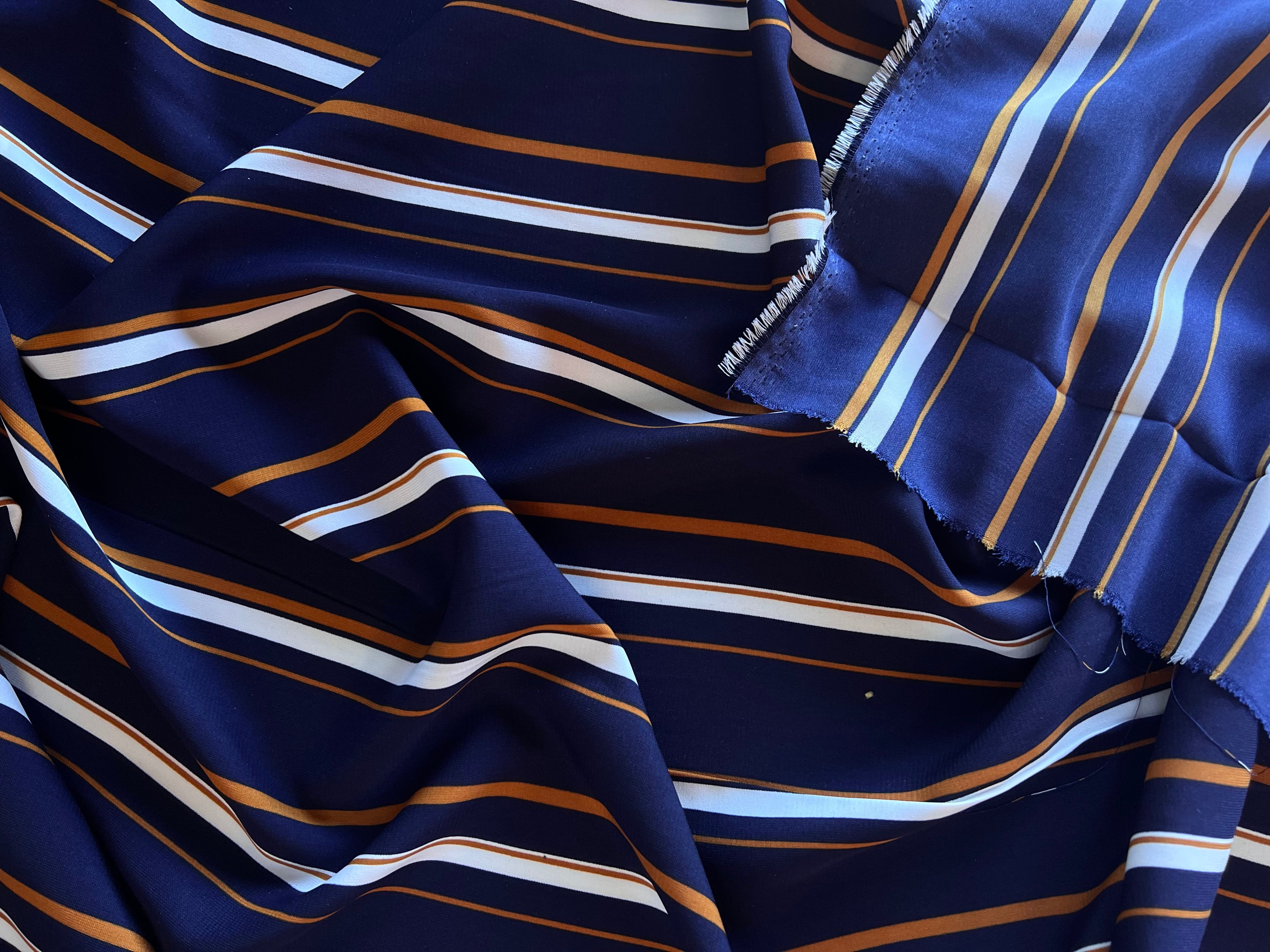 TISSU RAYURES SOBRE BLEU ET JAUNE - My Little Coupon