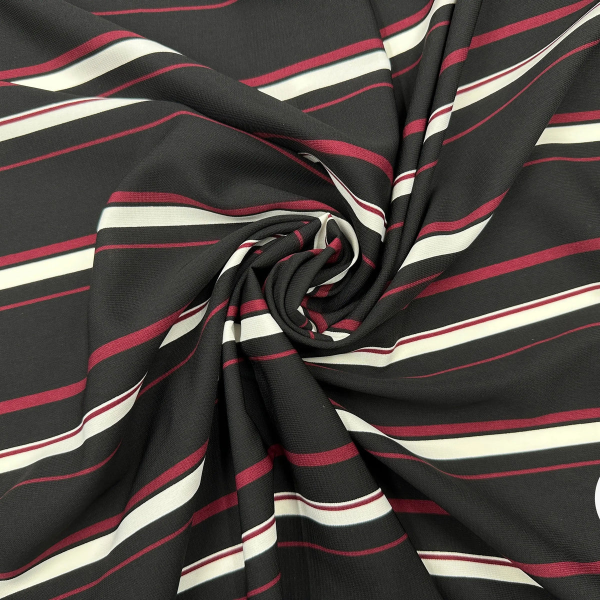 Coupon Tissu Rayures Bordeaux Et écru - 90x100cm - Motif Fleuri Médaille - Pour Ameublement