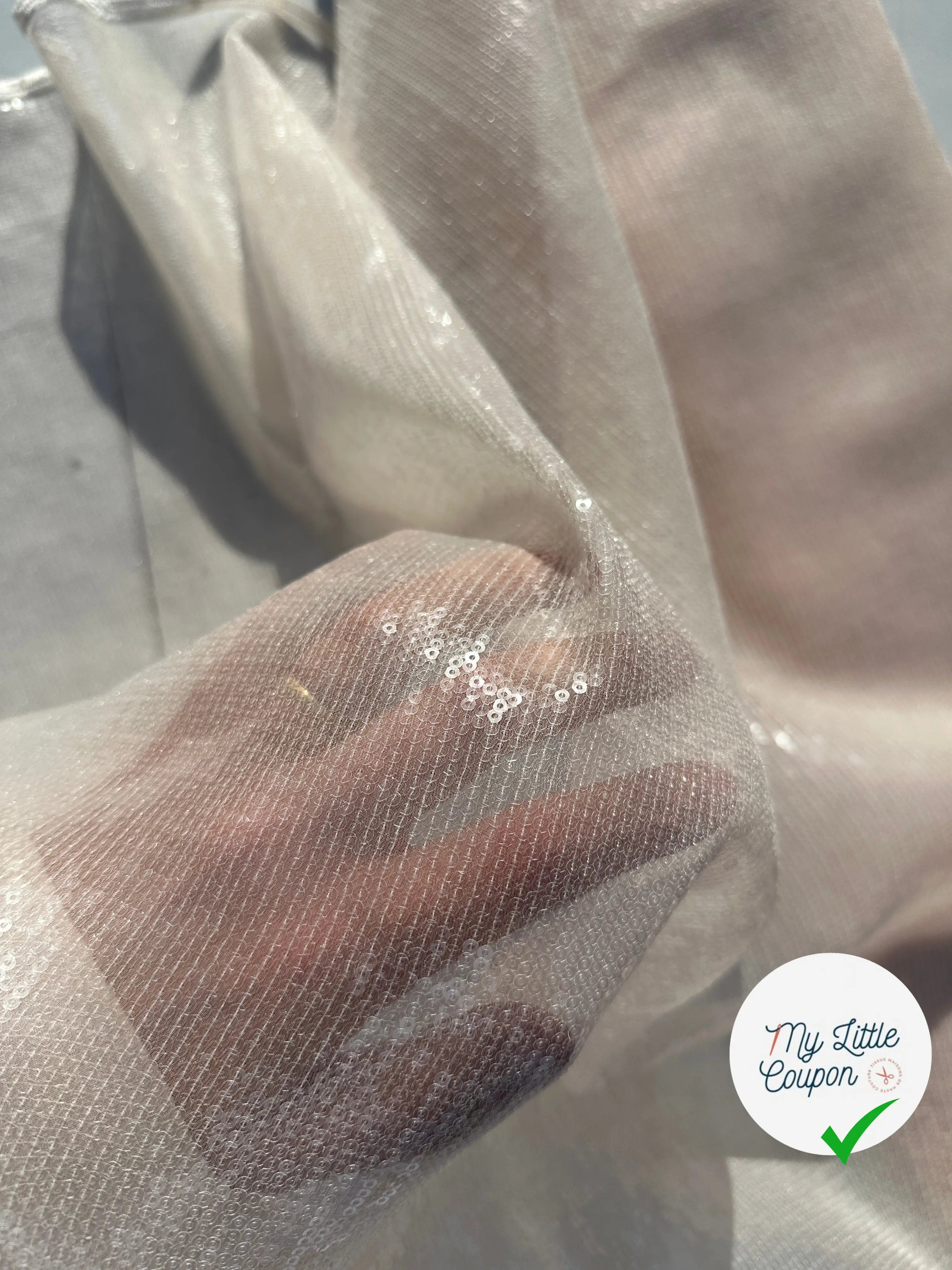 TISSU SEQUIN HAUTE COUTURE ROSE PÊCHE MSO