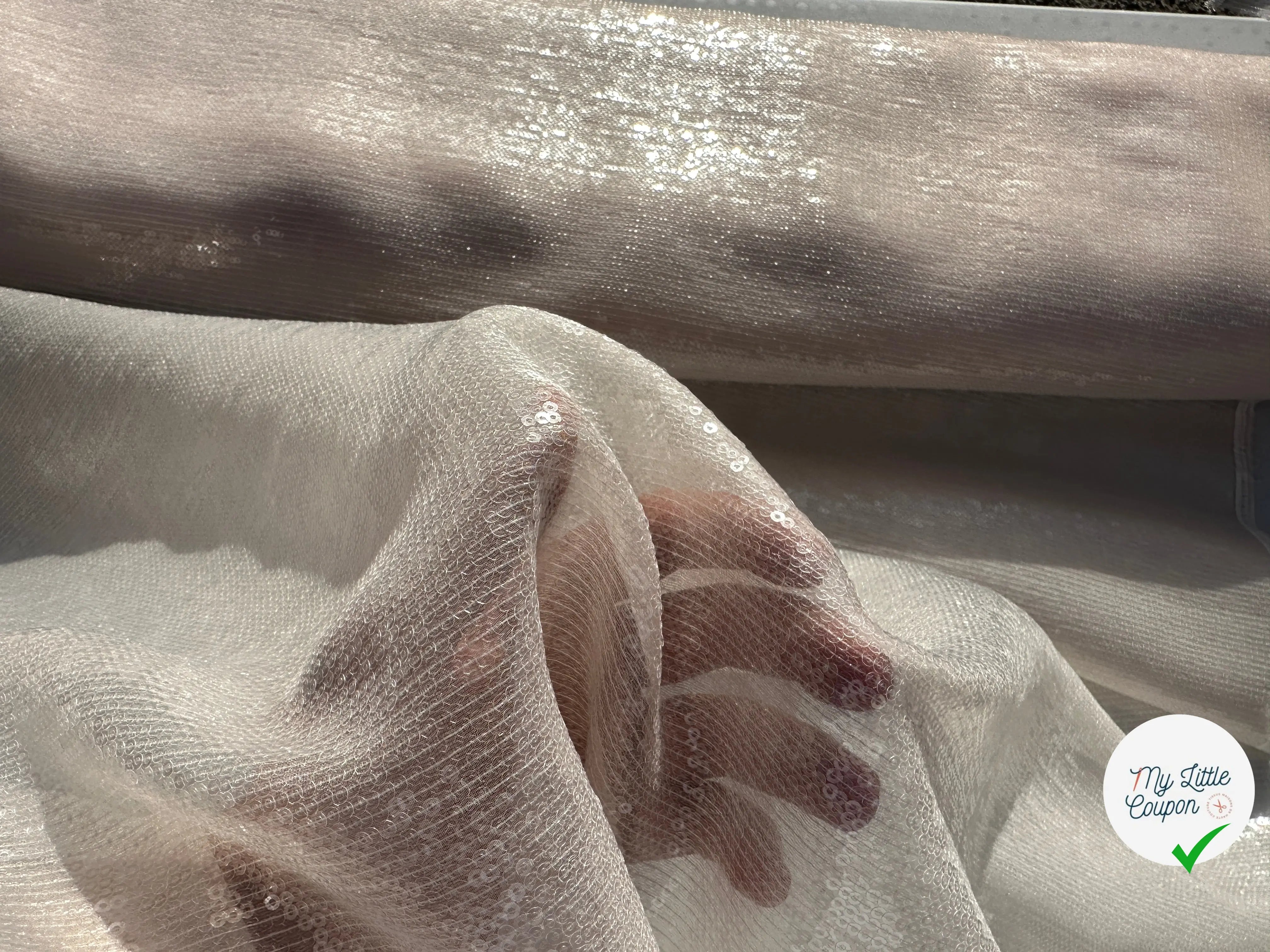 TISSU SEQUIN HAUTE COUTURE ROSE PÊCHE MSO