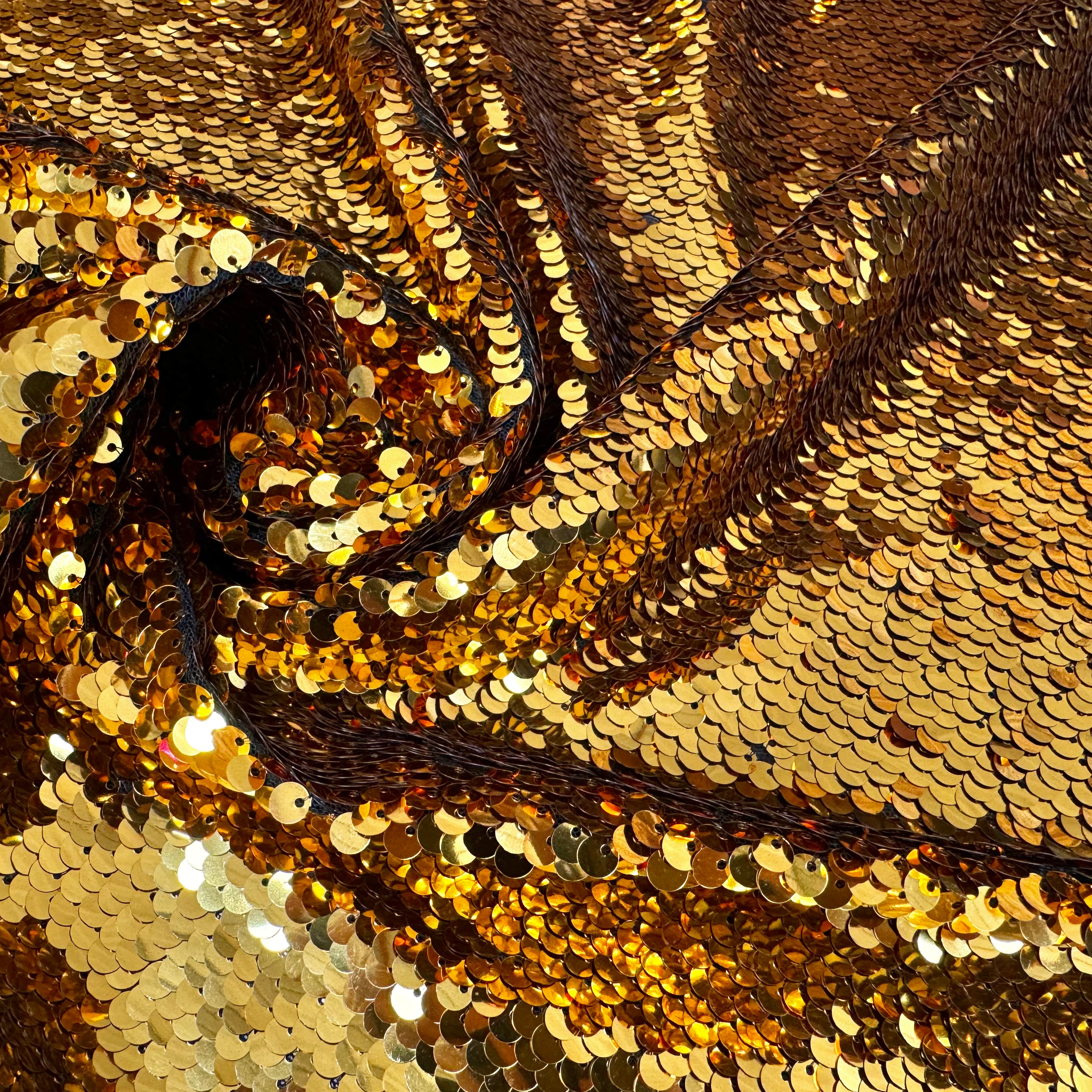 TISSU SEQUIN PAILLETTES SUR TULLE GOLD - My Little Coupon