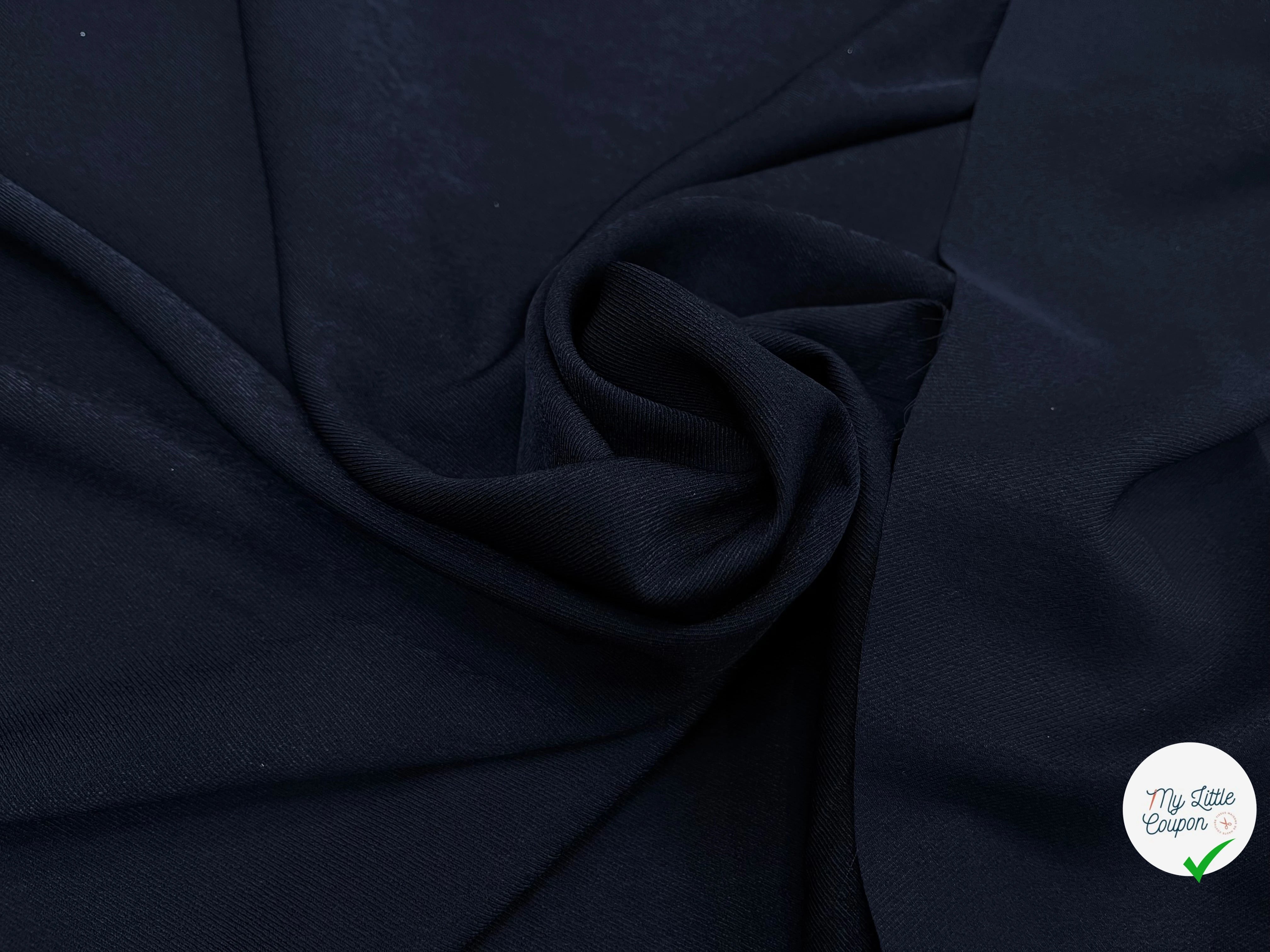 TISSU SERGÉ FLUIDE BLEU NUIT - My Little Coupon