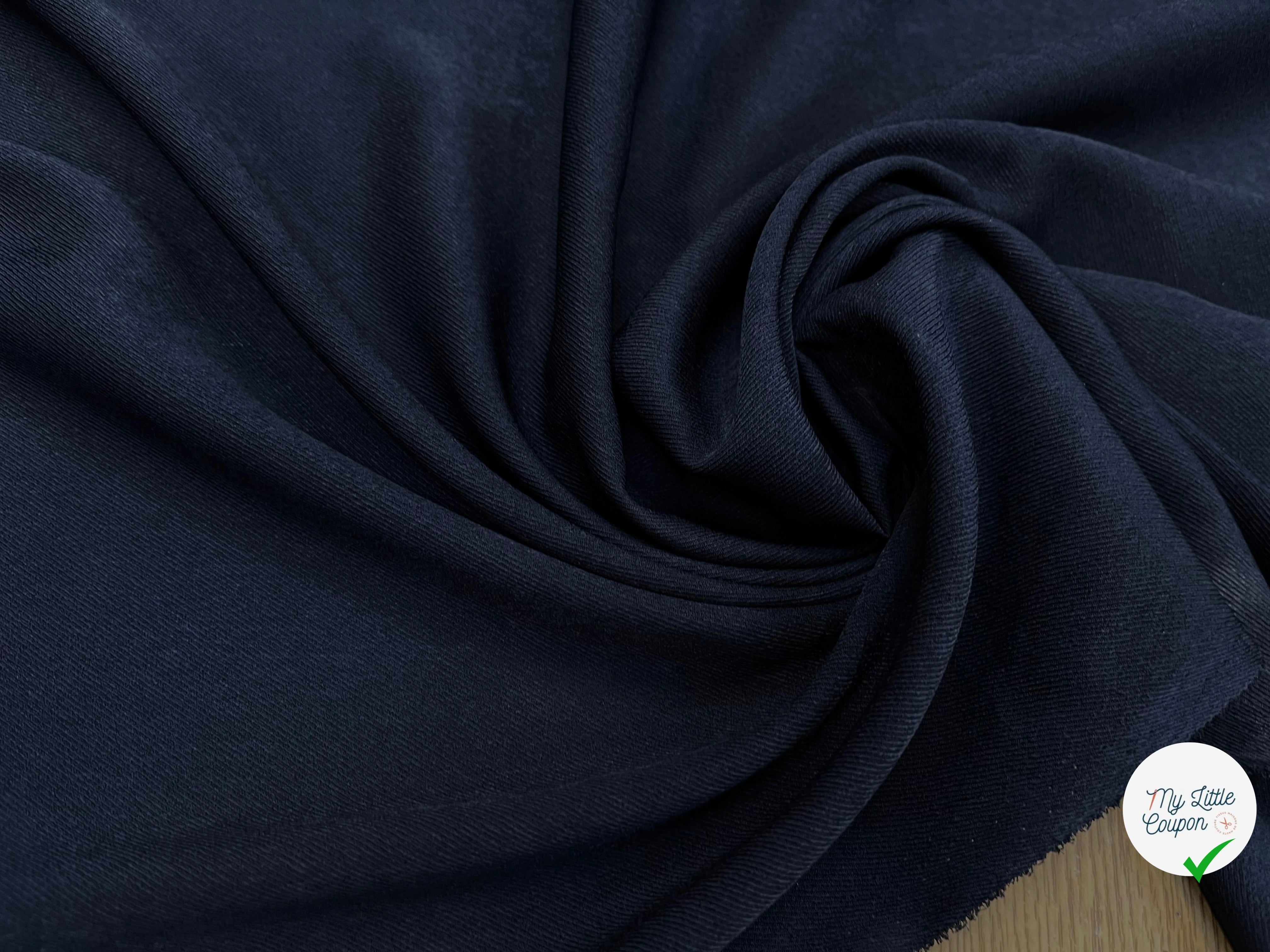 TISSU SERGÉ FLUIDE BLEU NUIT - My Little Coupon