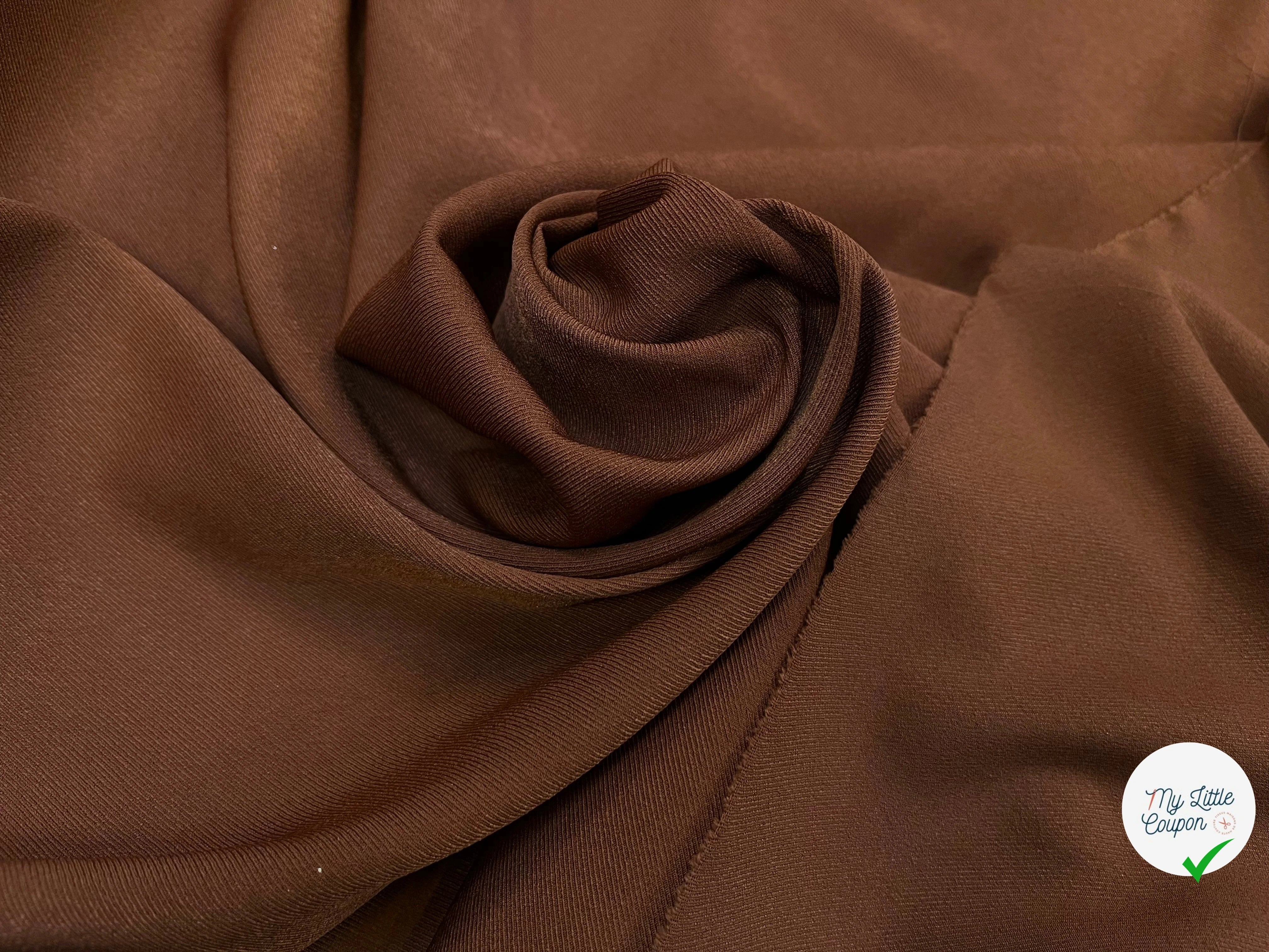 TISSU SERGÉ FLUIDE MARRON FONCÉ - My Little Coupon