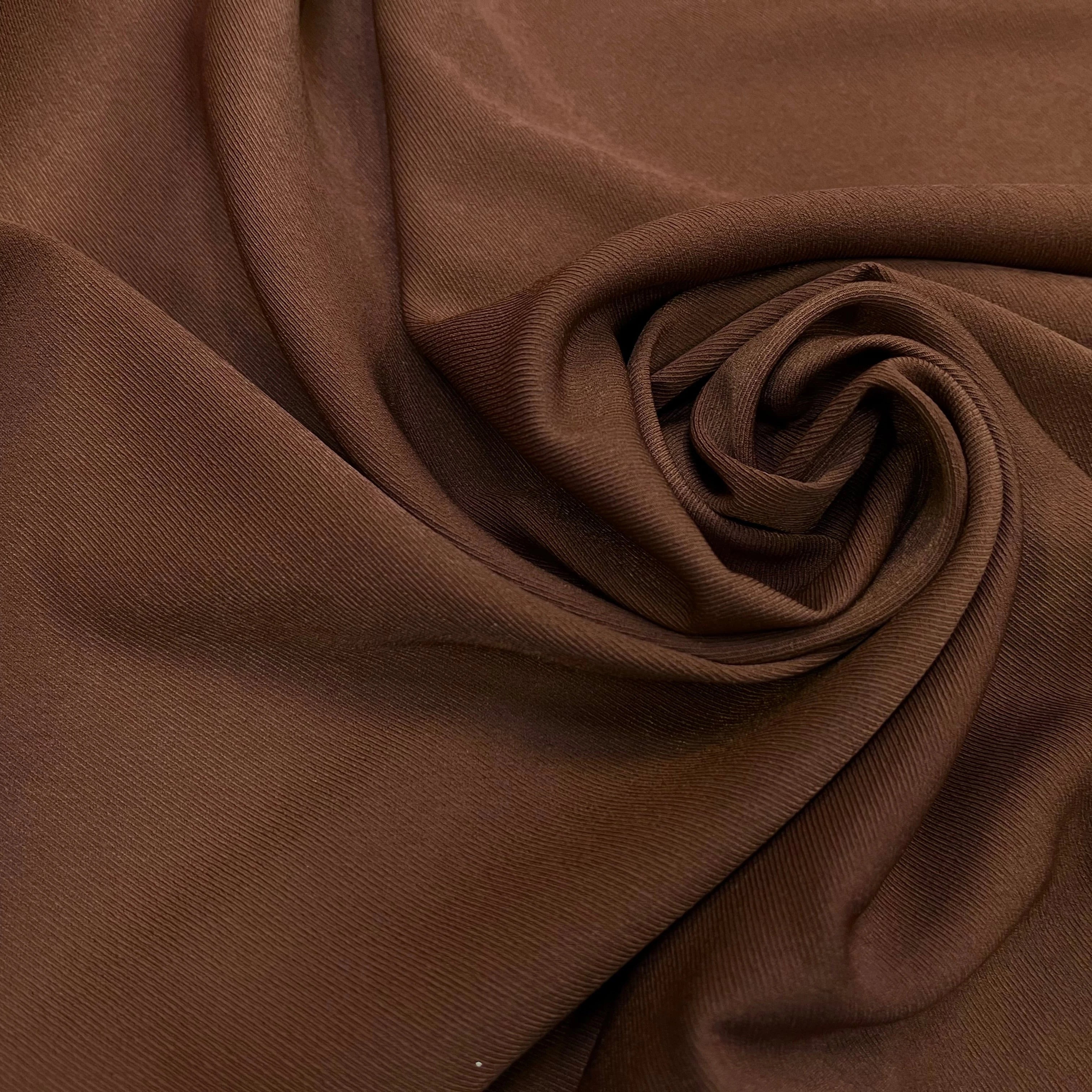 TISSU SERGÉ FLUIDE MARRON FONCÉ - My Little Coupon