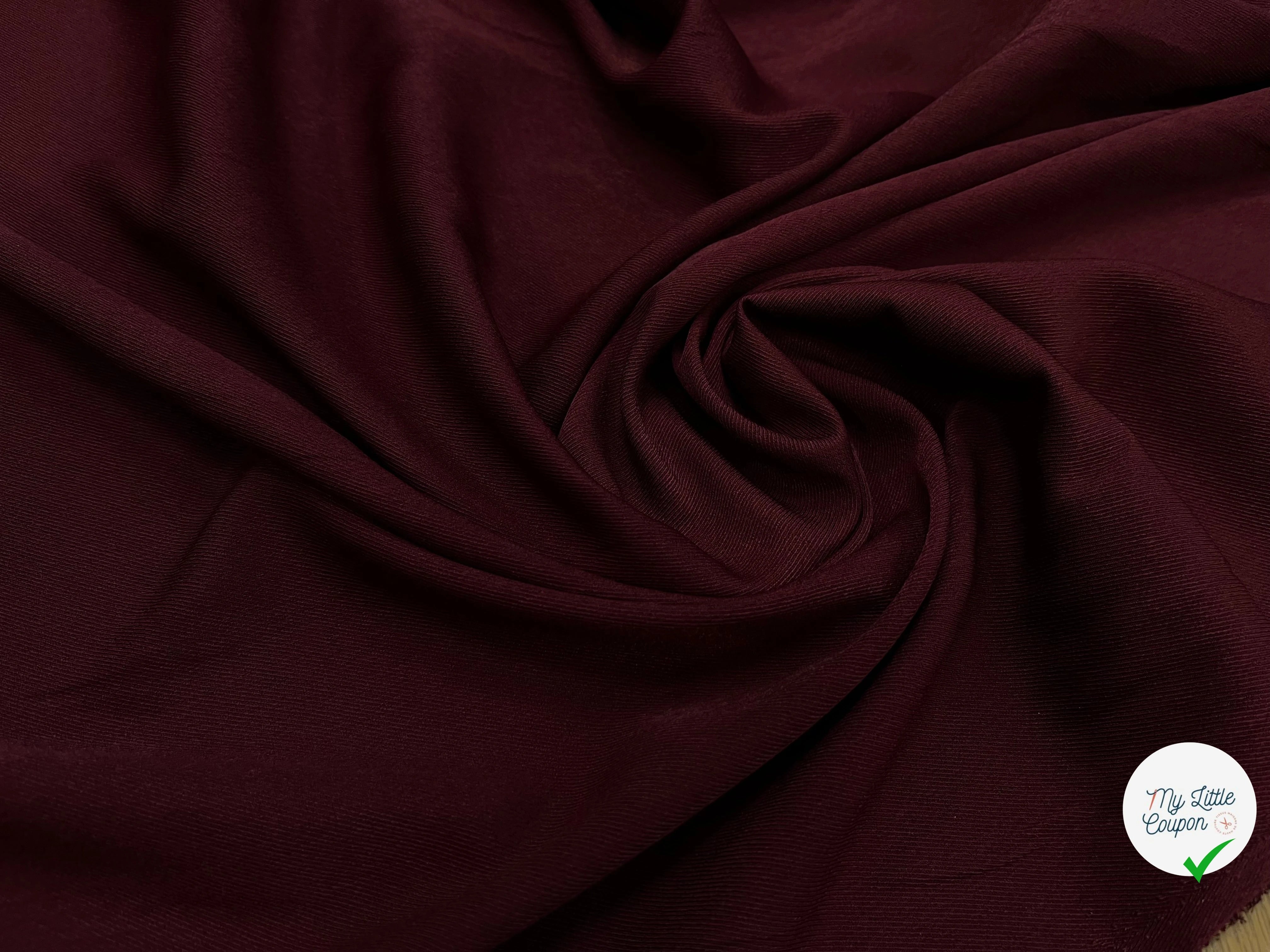 TISSU SERGÉ FLUIDE ROUGE BORDEAU - My Little Coupon