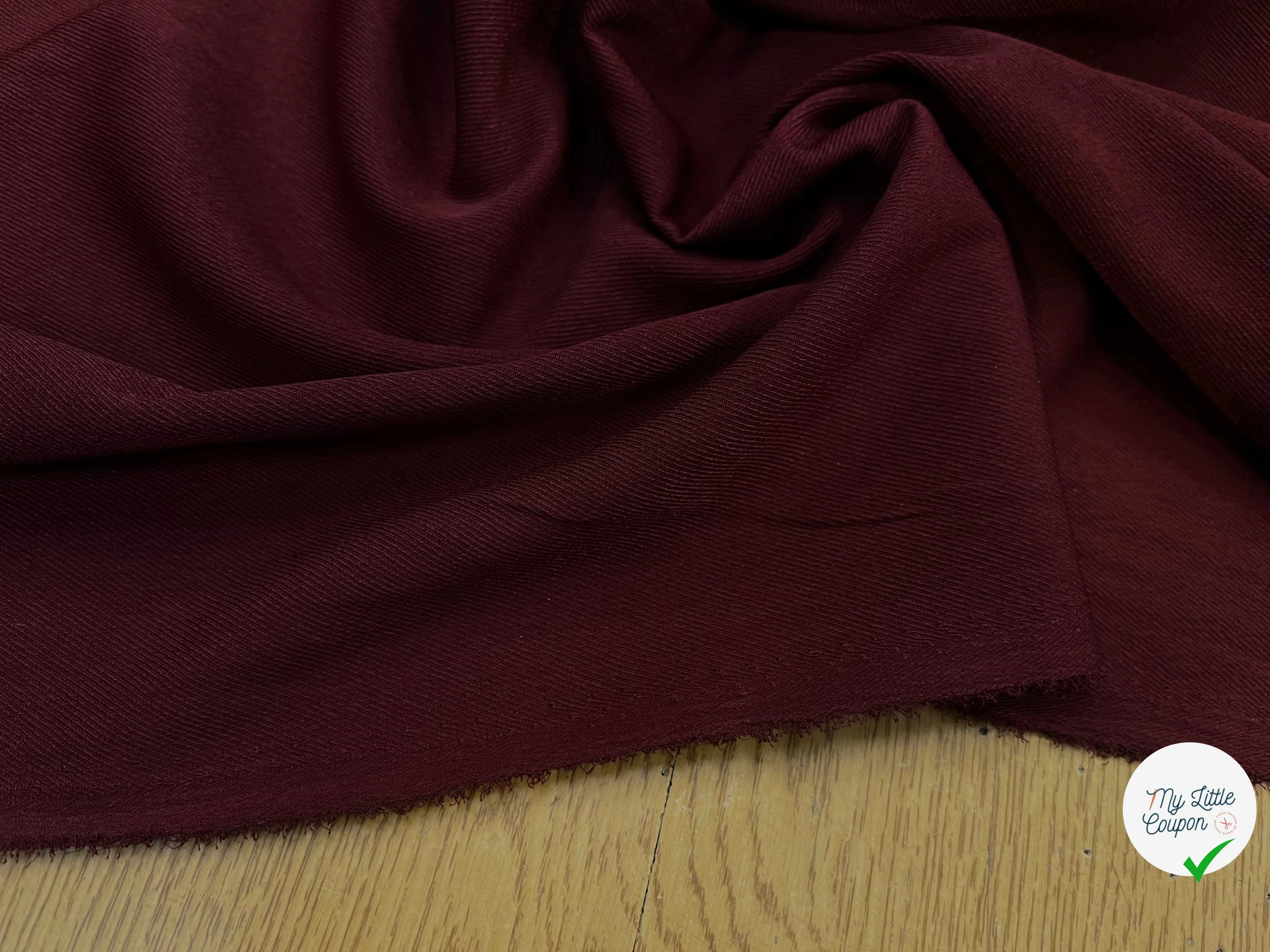 TISSU SERGÉ FLUIDE ROUGE BORDEAU - My Little Coupon