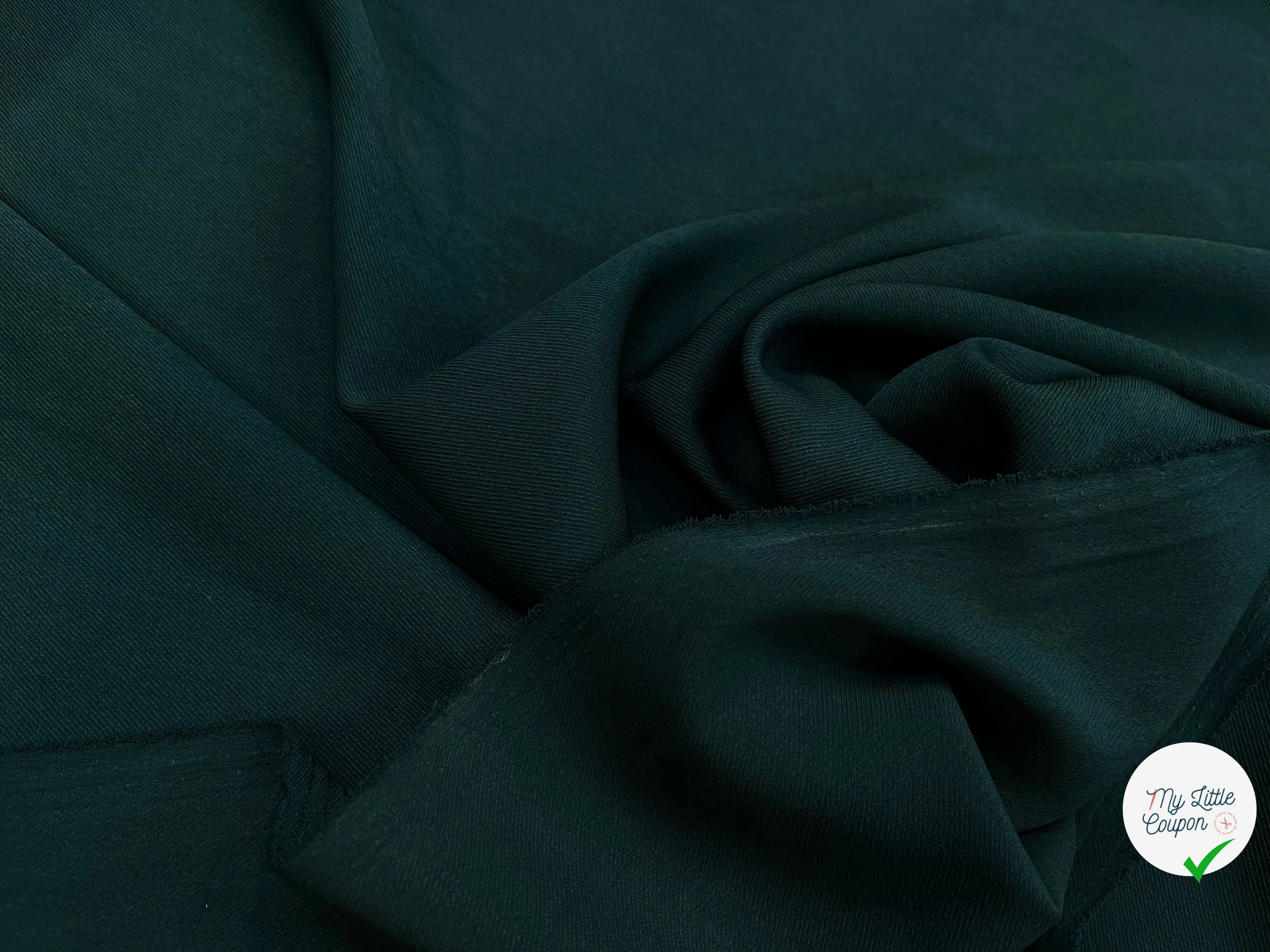 TISSU SERGÉ FLUIDE VERT SAPIN - My Little Coupon