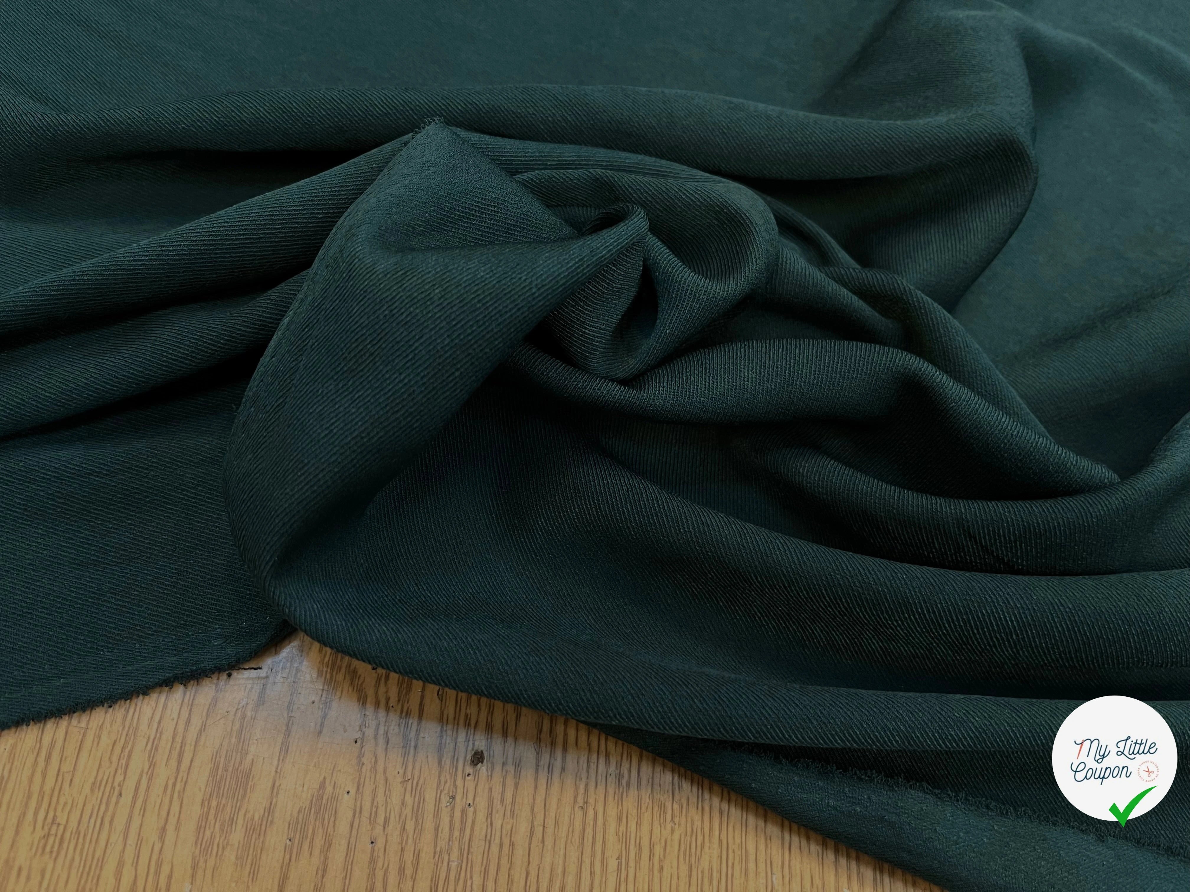 TISSU SERGÉ FLUIDE VERT SAPIN - My Little Coupon