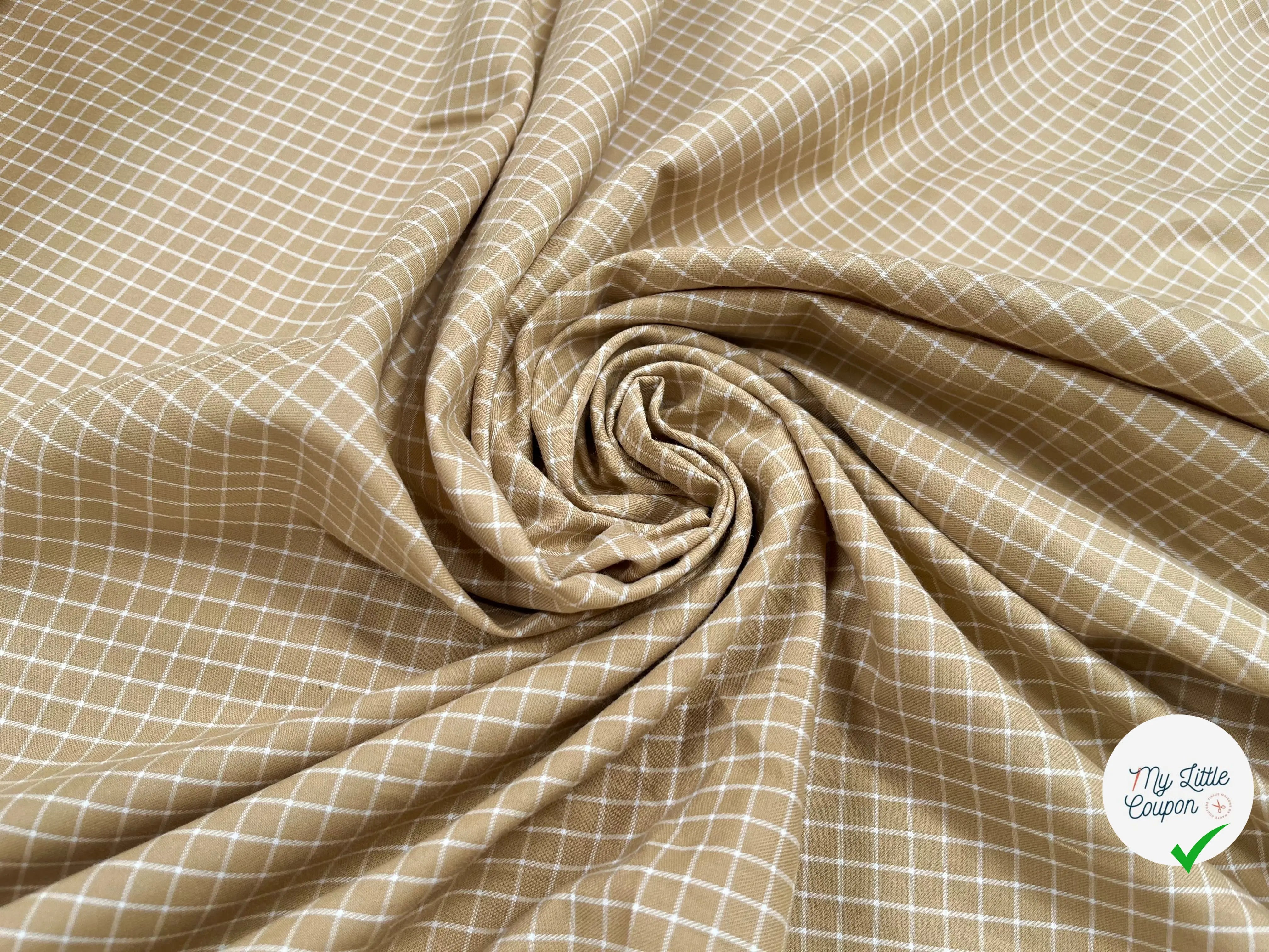 TISSU SURCHEMISE TRAPPEUR BEIGE À CARREAUX - My Little Coupon