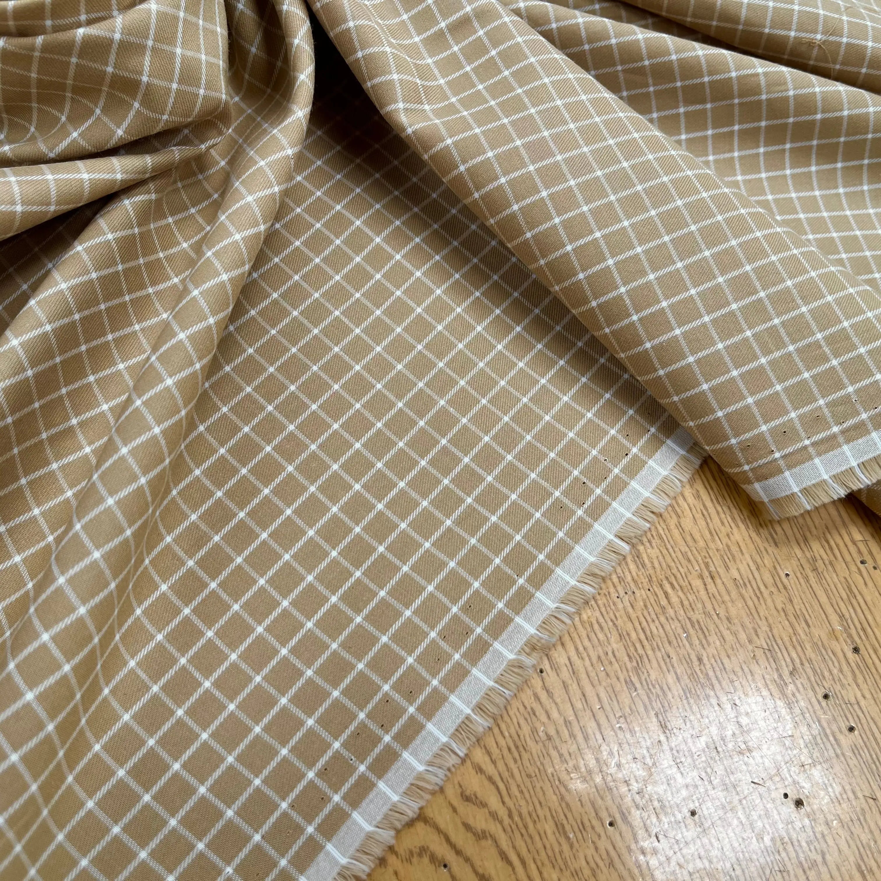 TISSU SURCHEMISE TRAPPEUR BEIGE À CARREAUX - My Little Coupon