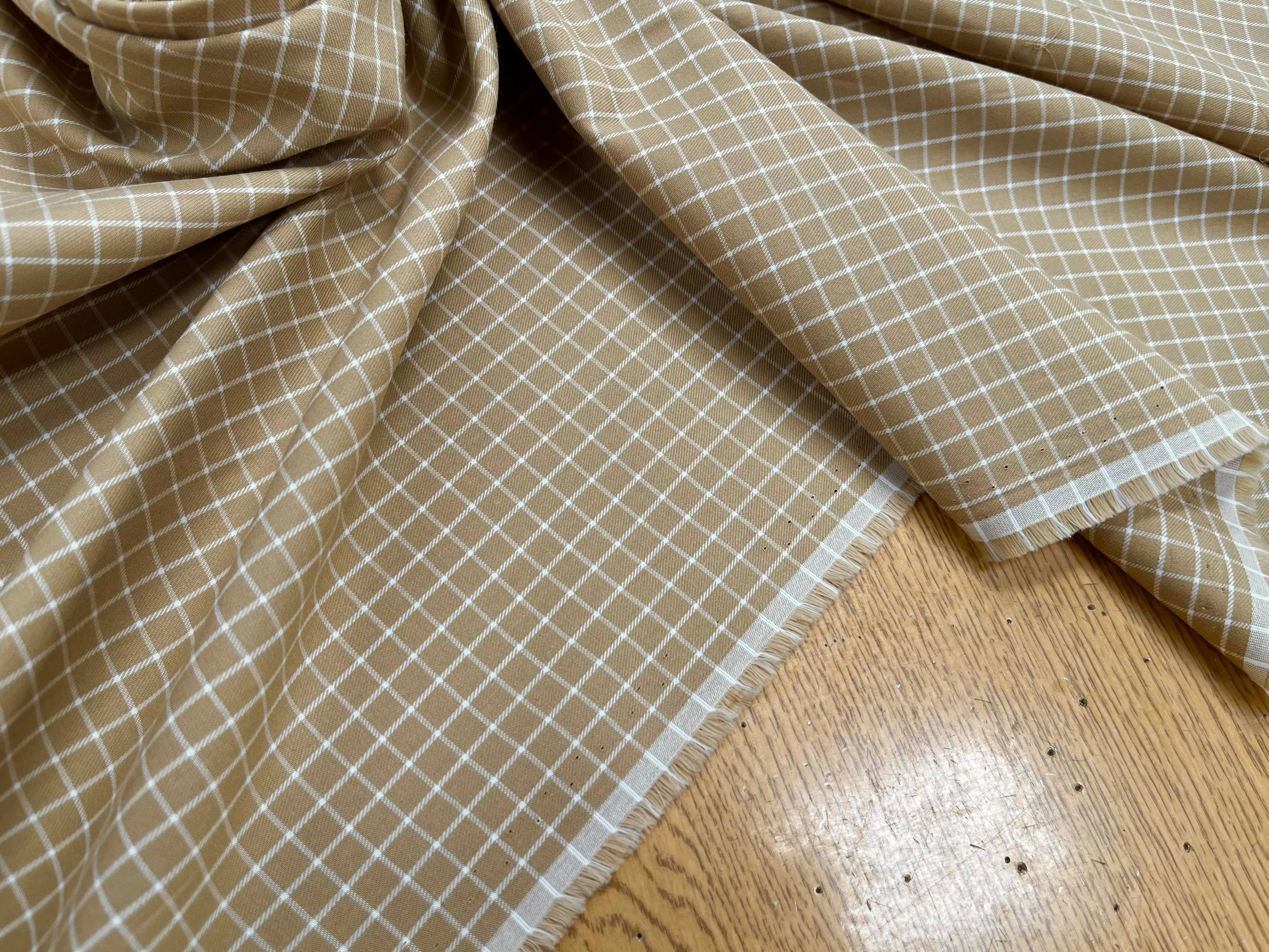 TISSU SURCHEMISE TRAPPEUR BEIGE À CARREAUX - My Little Coupon