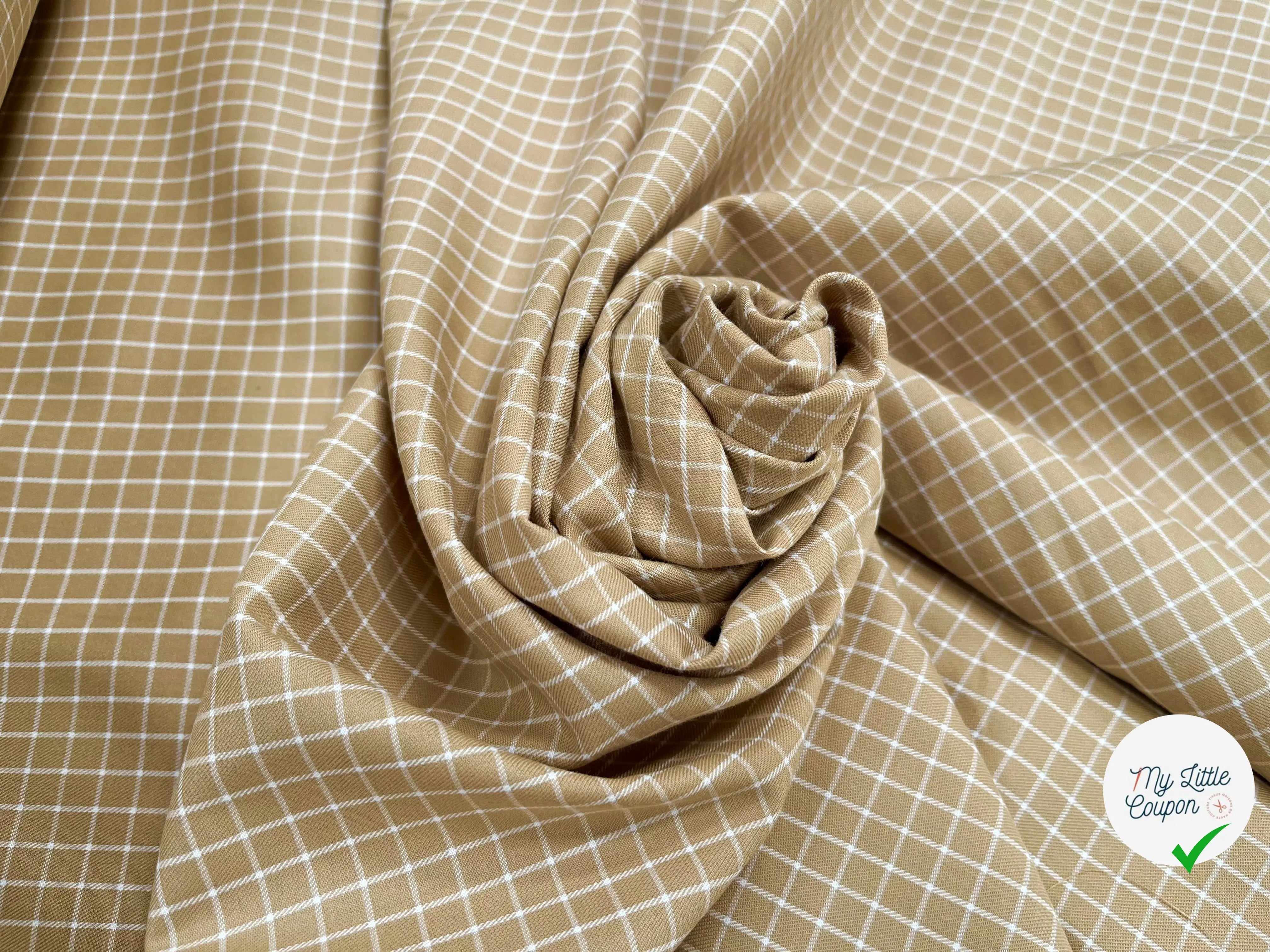 TISSU SURCHEMISE TRAPPEUR BEIGE À CARREAUX - My Little Coupon